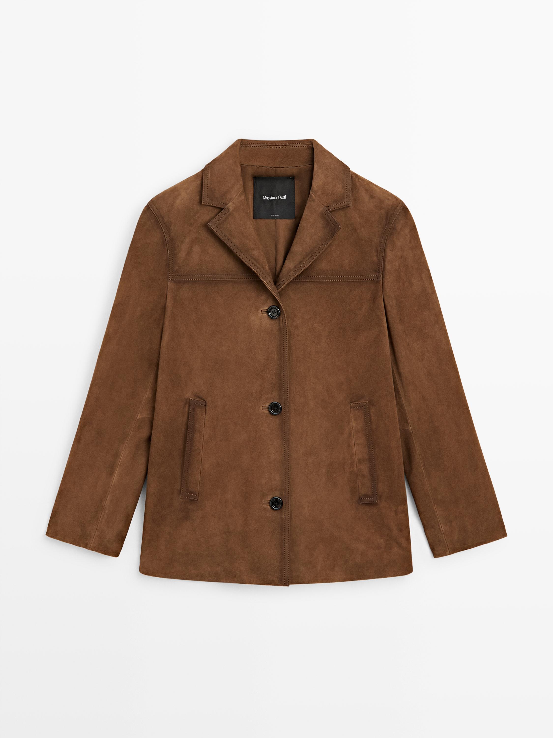 100% suede leather blazer with pockets