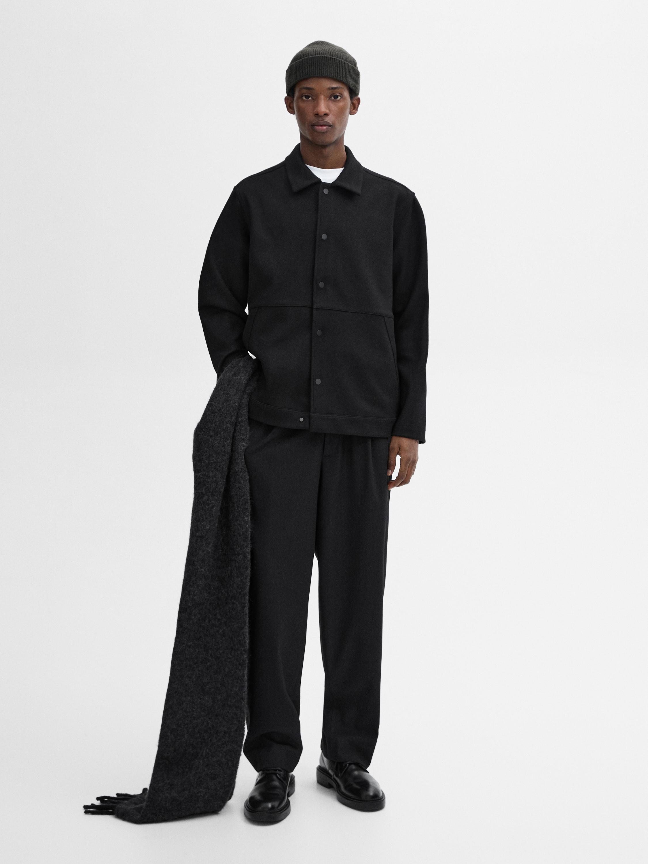 Wool blend buttoned jacket