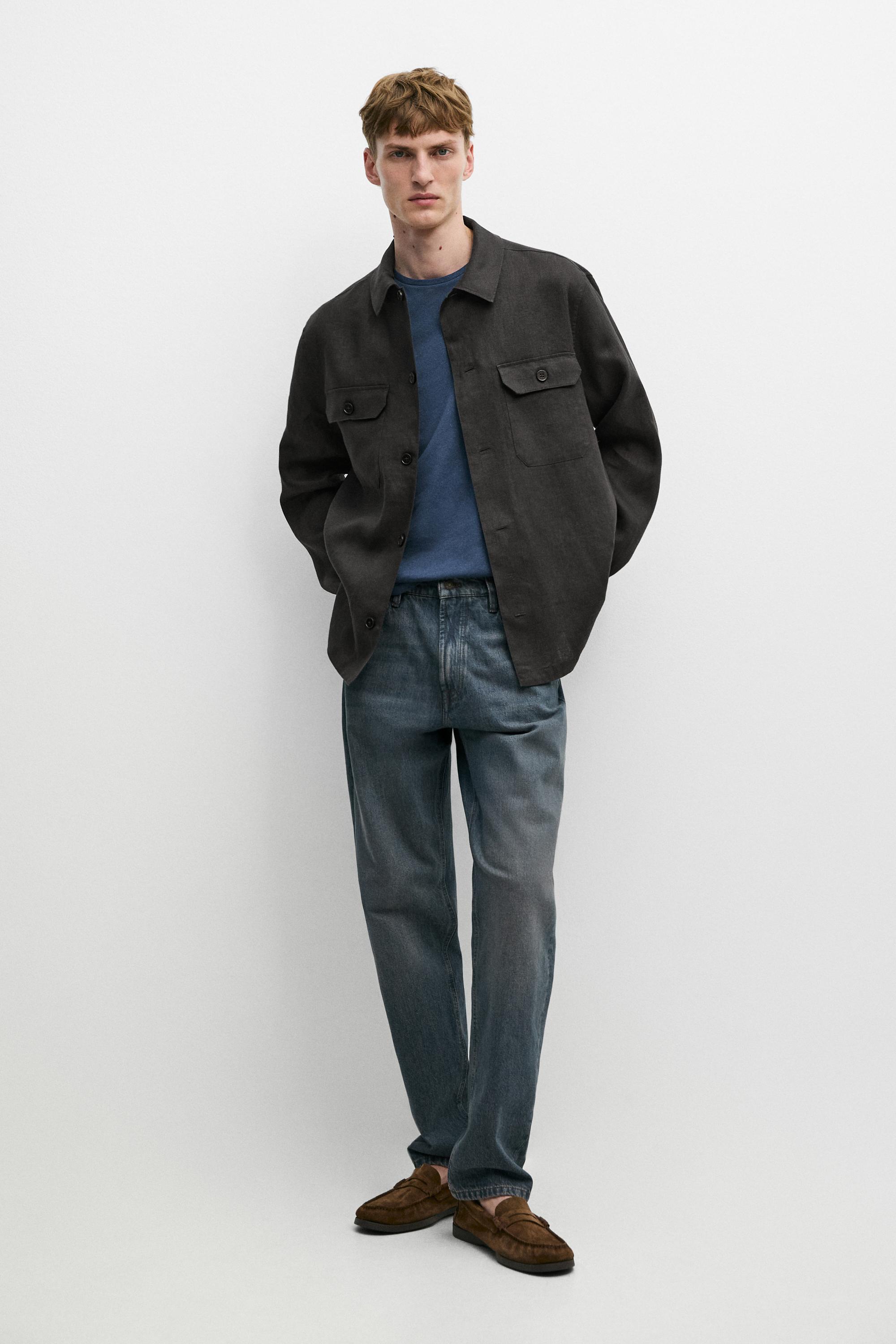 Total look linen overshirt with pockets