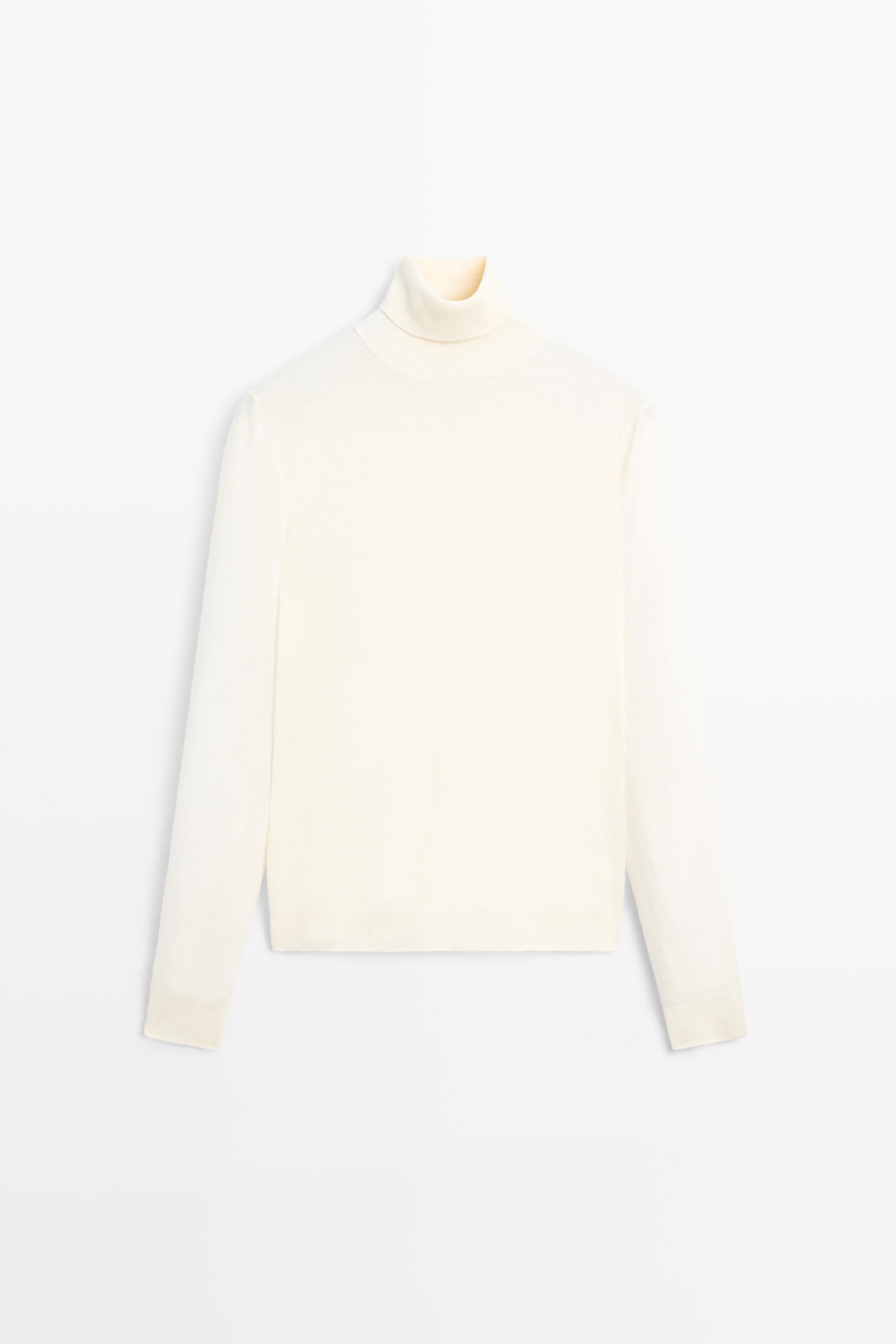 Wool-blend turtleneck knit sweater
