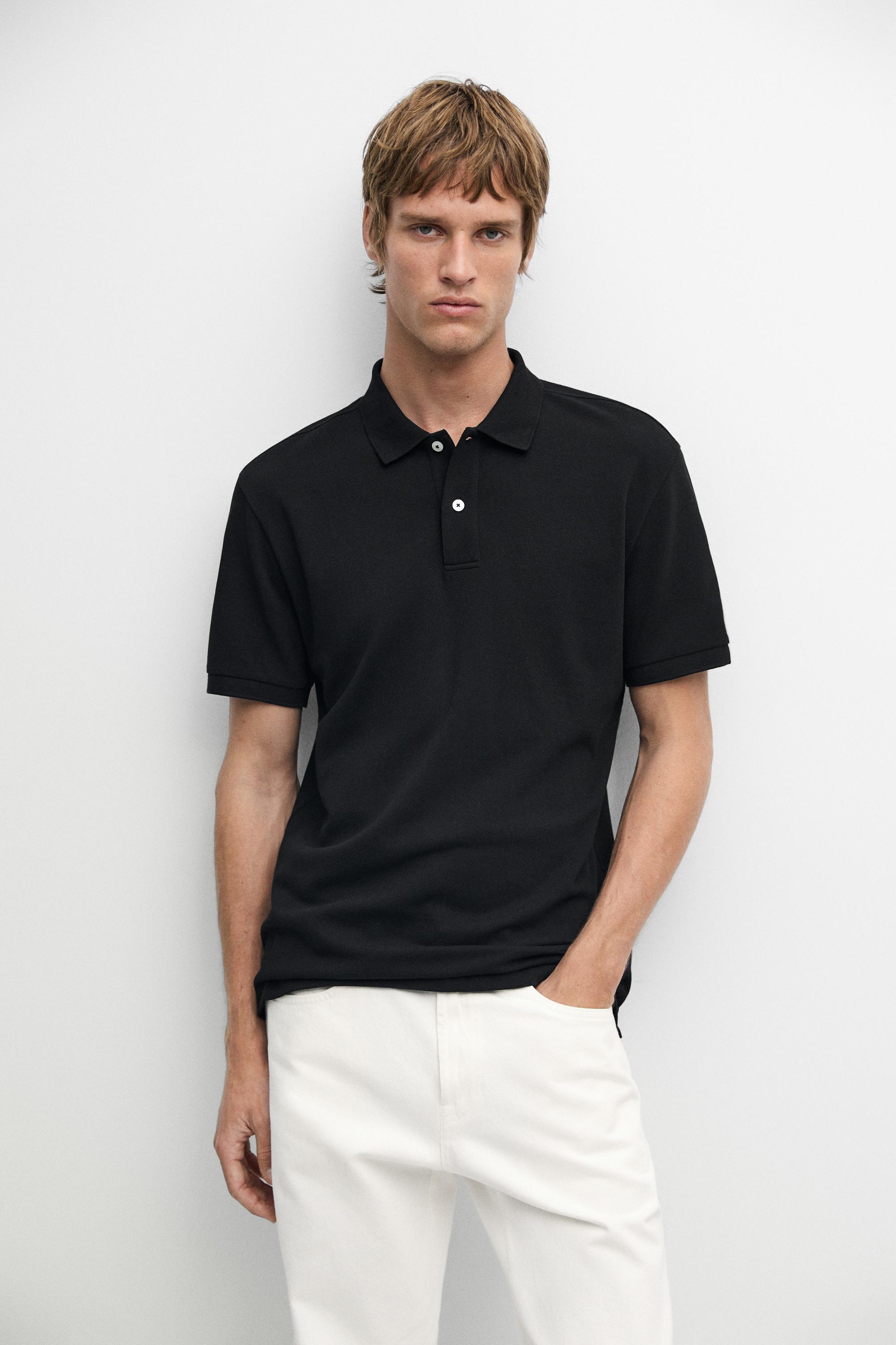 Micro textured cotton piqué polo shirt