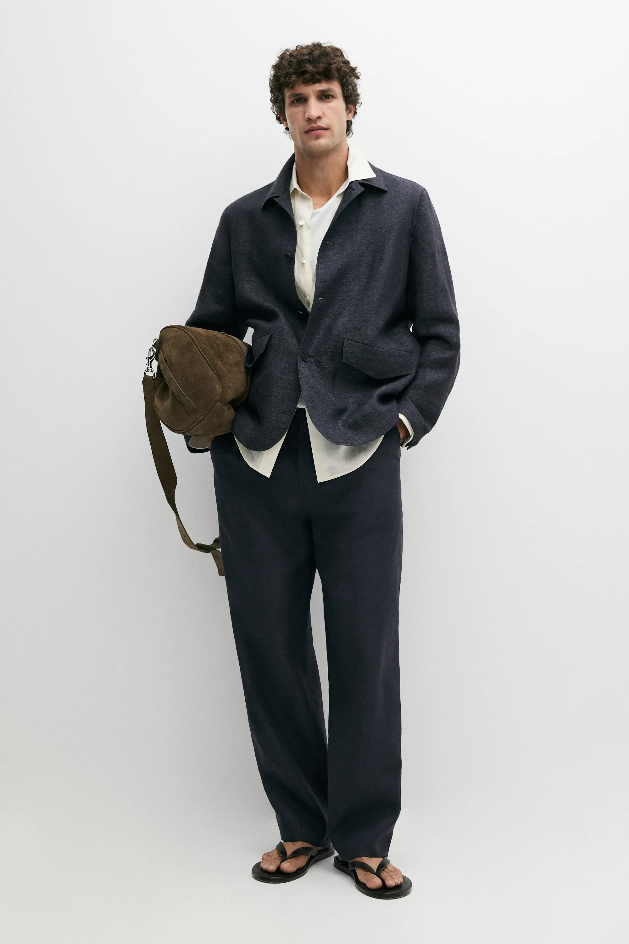 100% linen total look melange overshirt