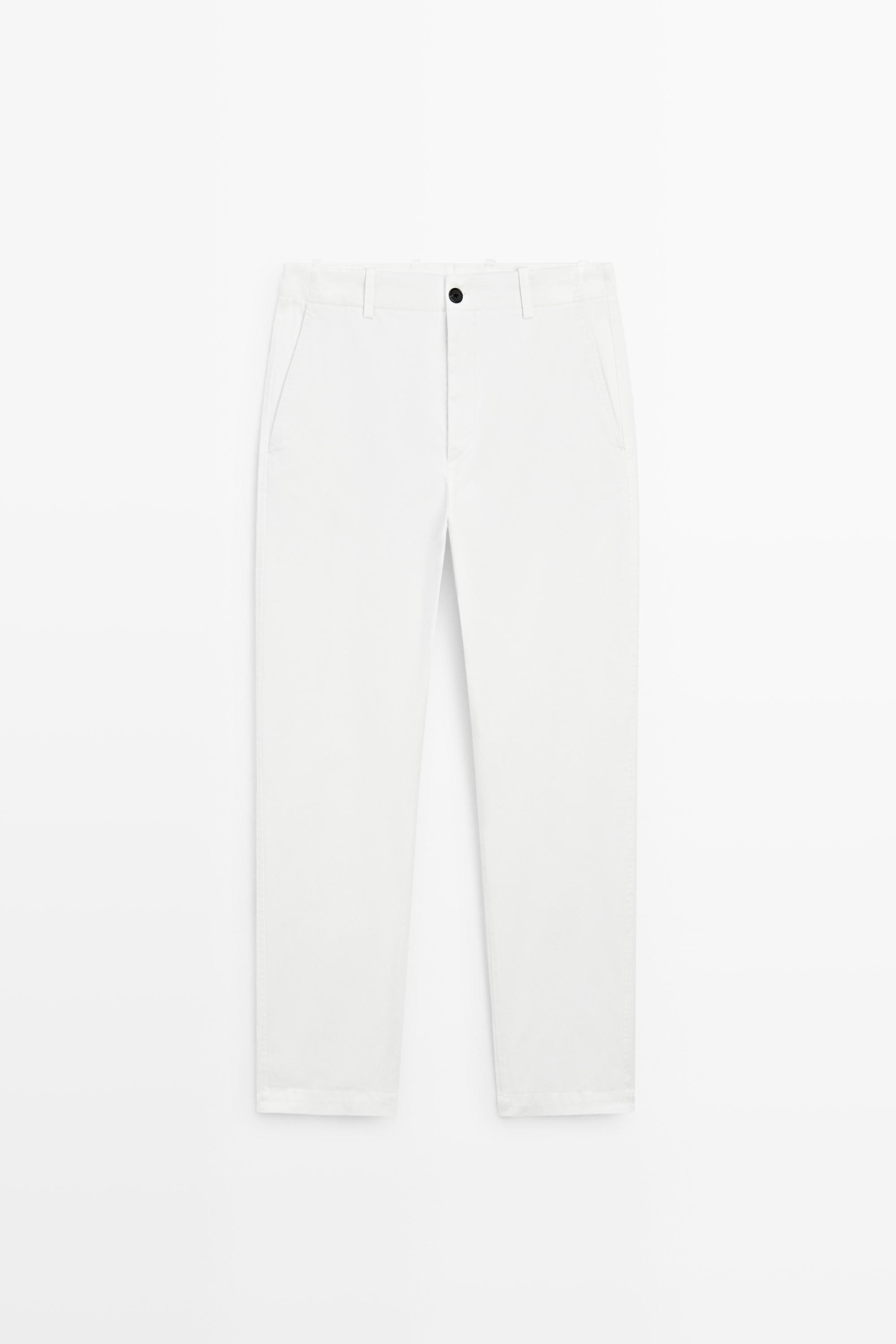 Cotton blend straight-leg pants