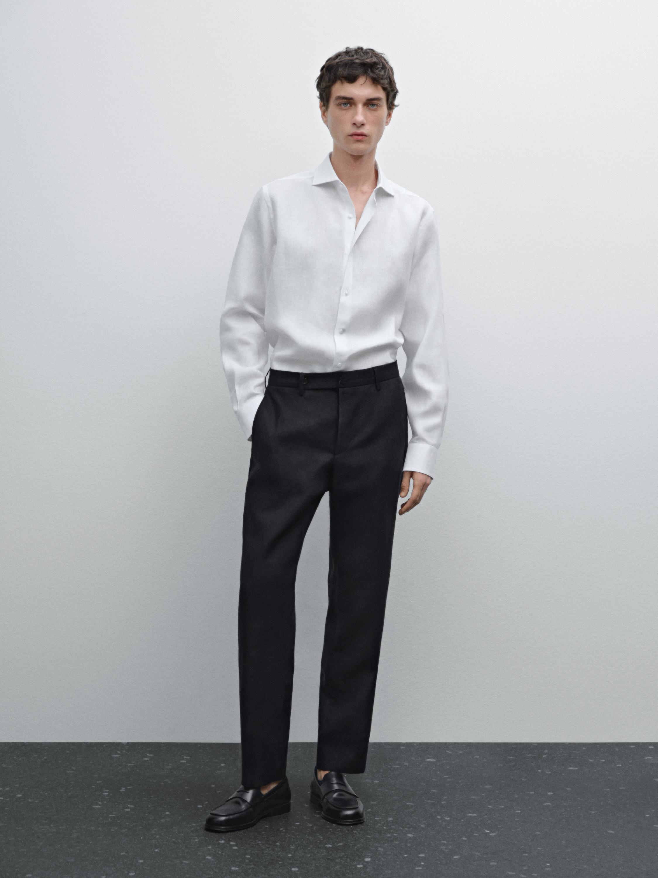 Slim fit 修身版纯亚麻衬衫