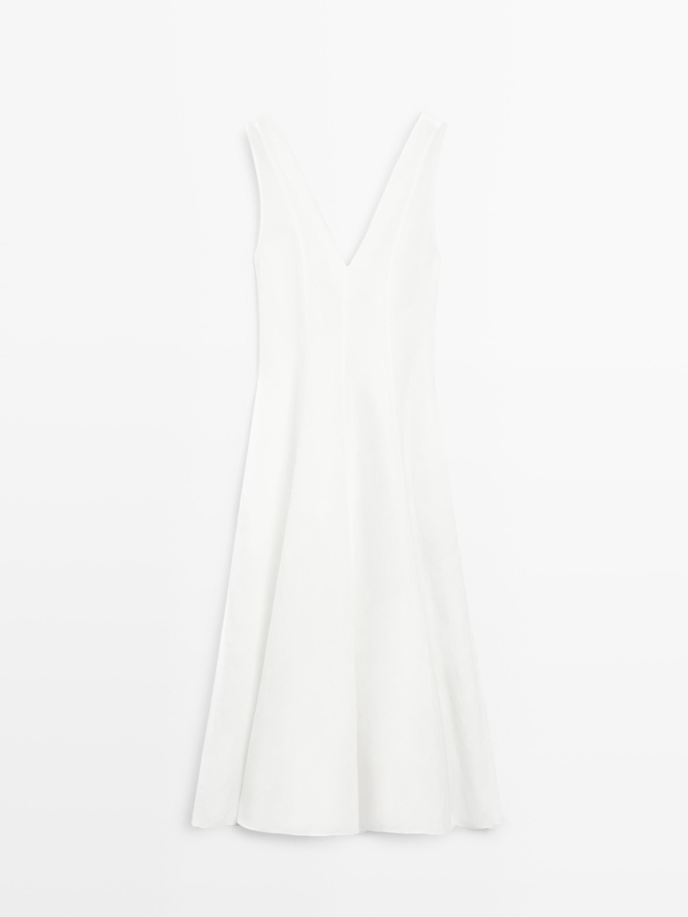 Flowing linen blend midi dress