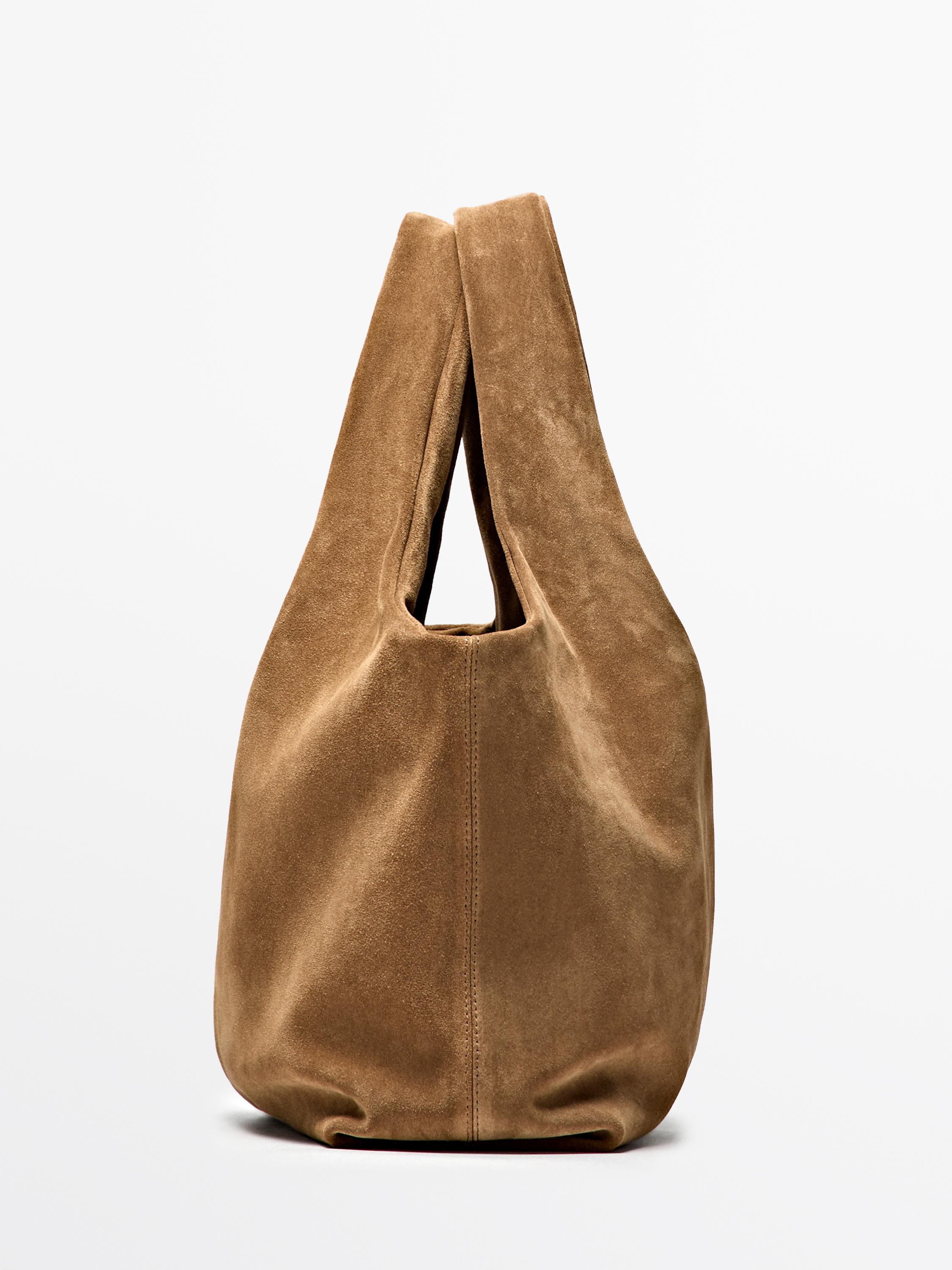 Medium split leather shopper bag
