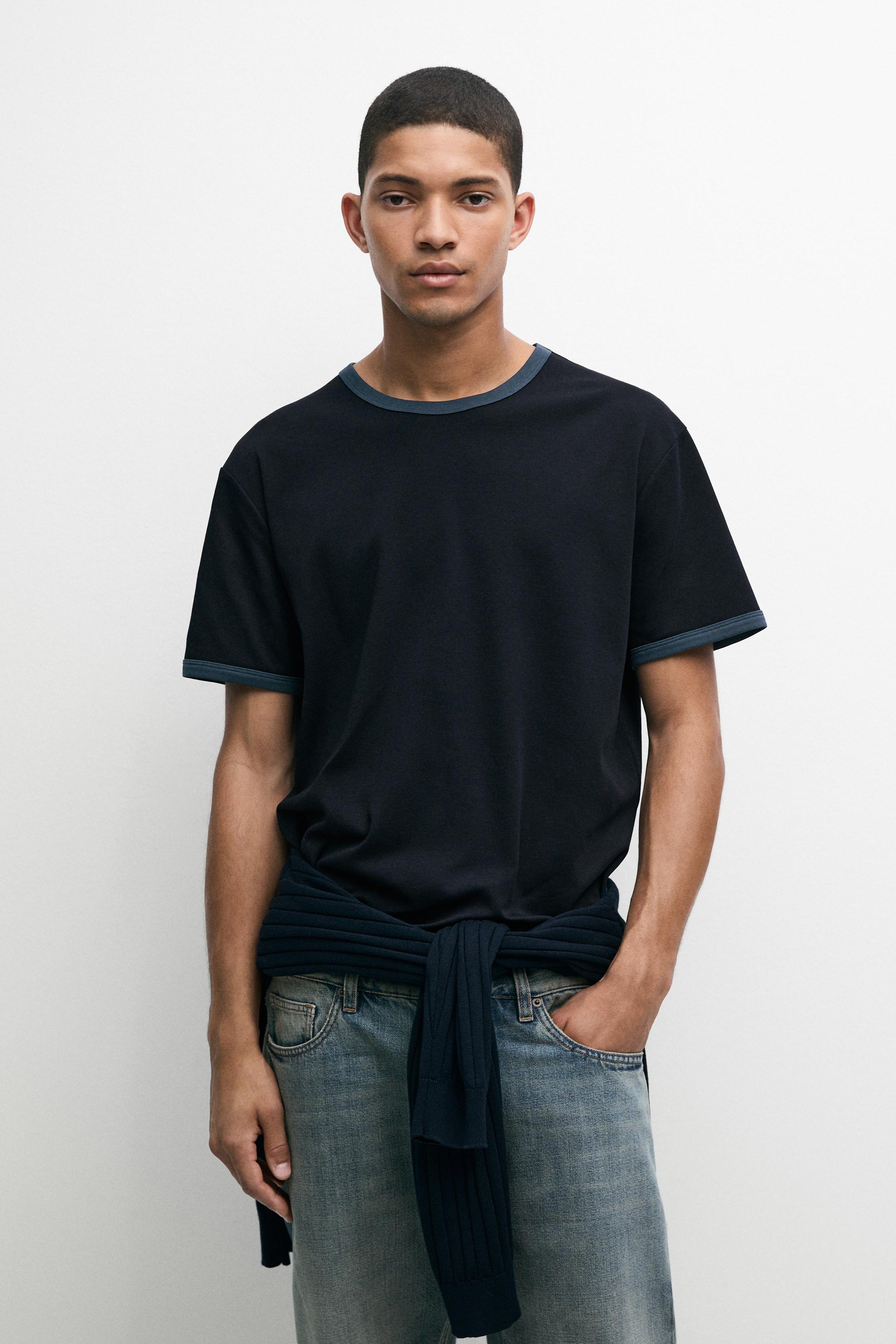 100% cotton contrast collar T-shirt