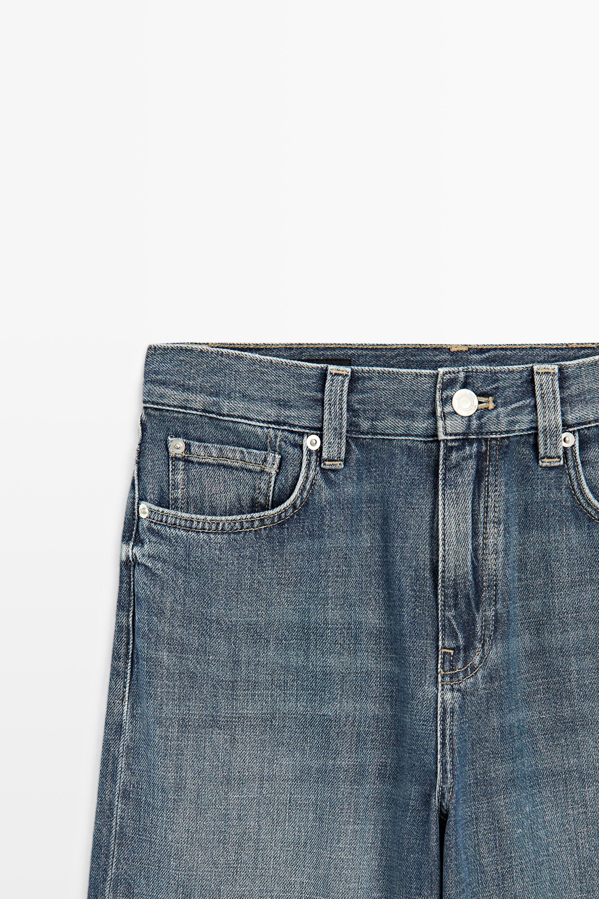 Mid-waist cropped wide-leg jeans