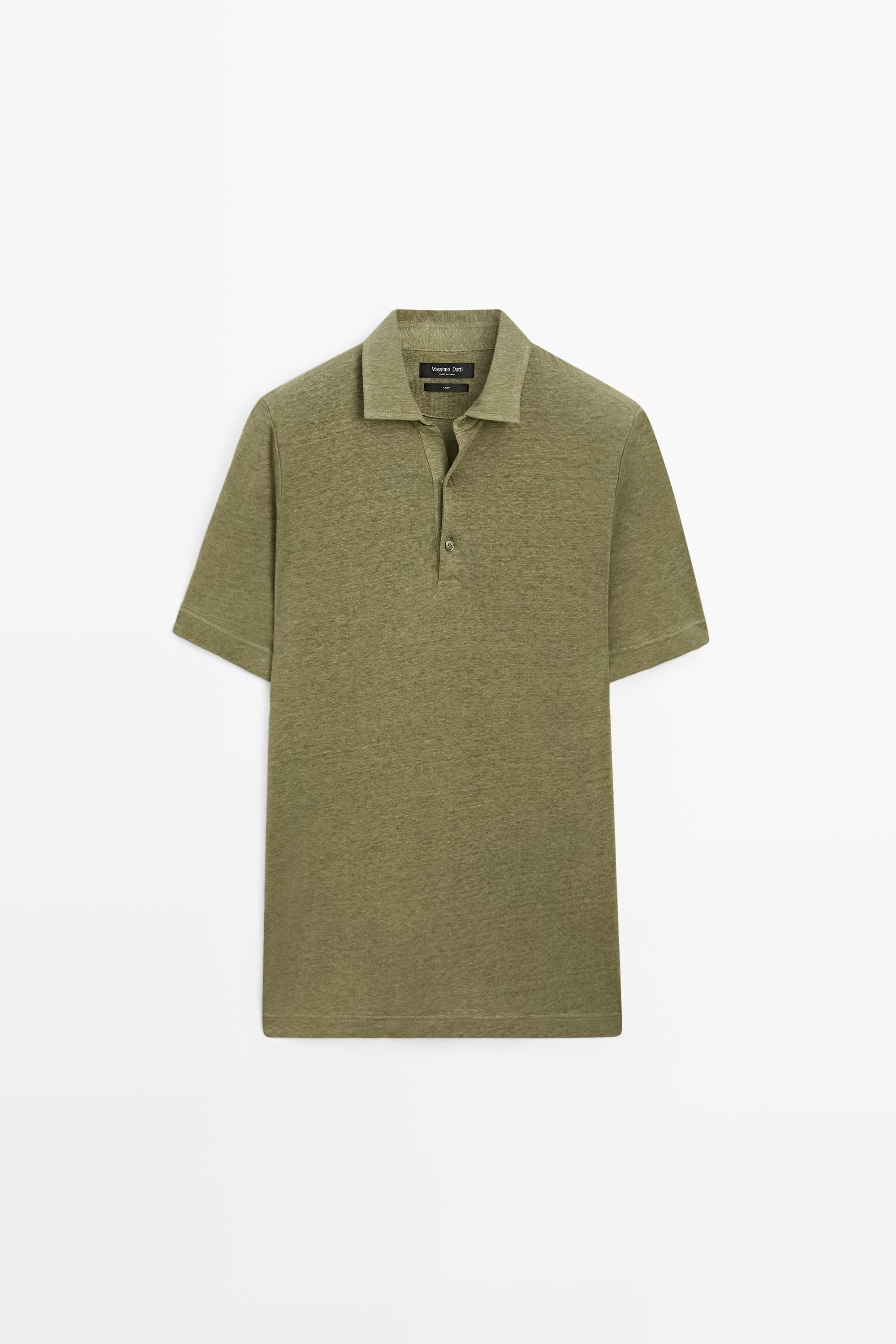 100% linen short sleeve polo shirt
