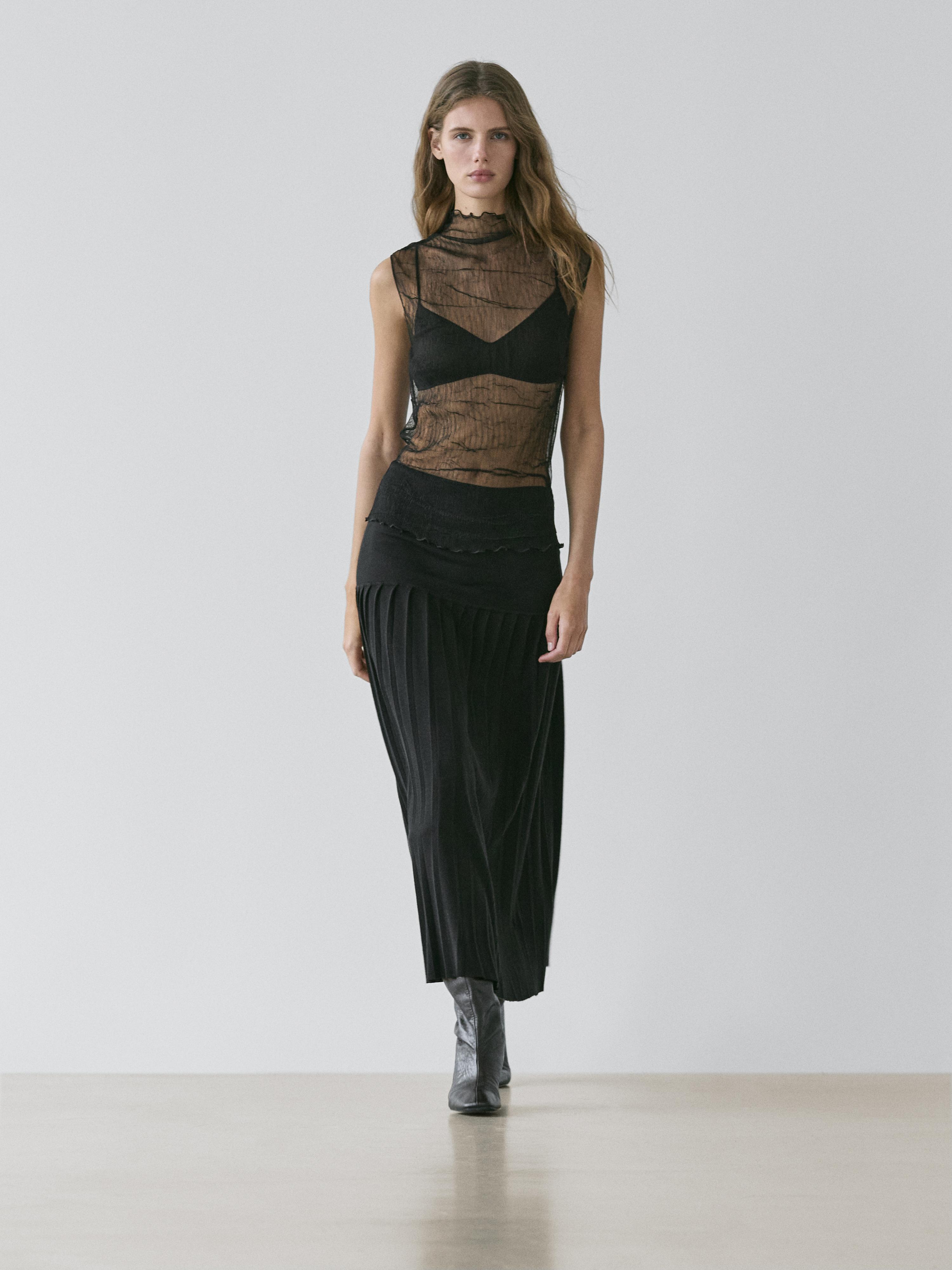 Sheer high neck top