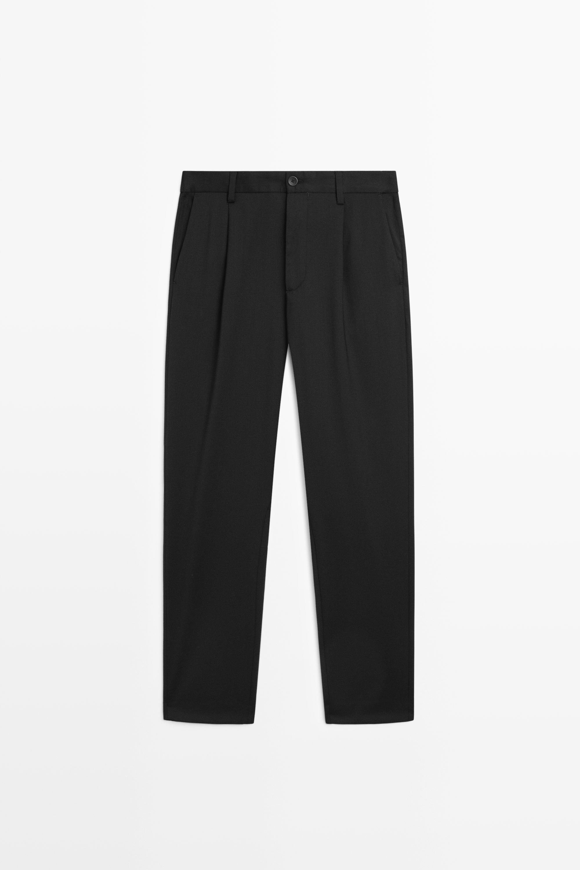 Wool blend cool wool darted pants