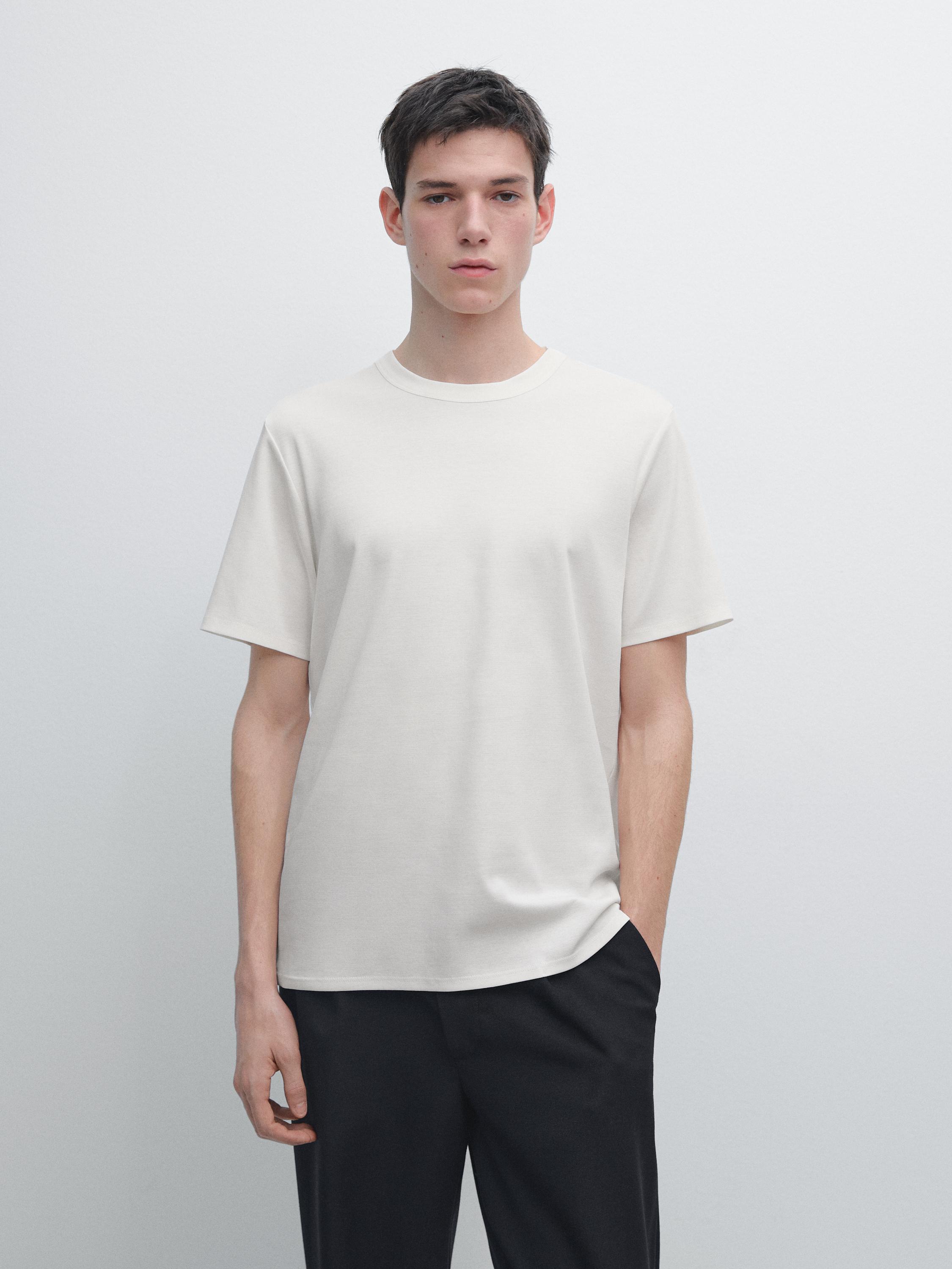 Short sleeve cotton and silk T-shirt