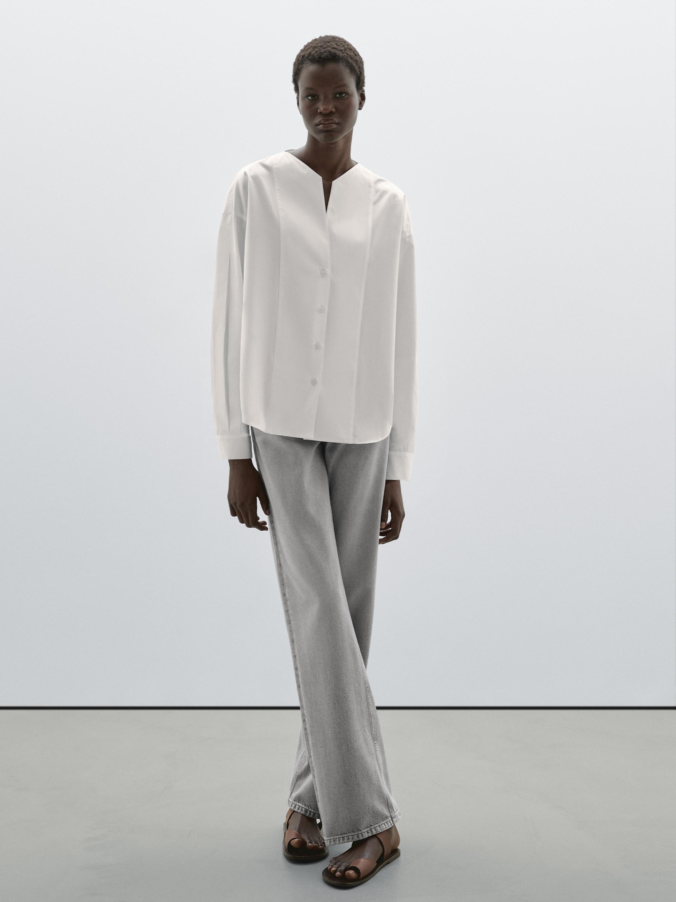Poplin shirt with chest detailing