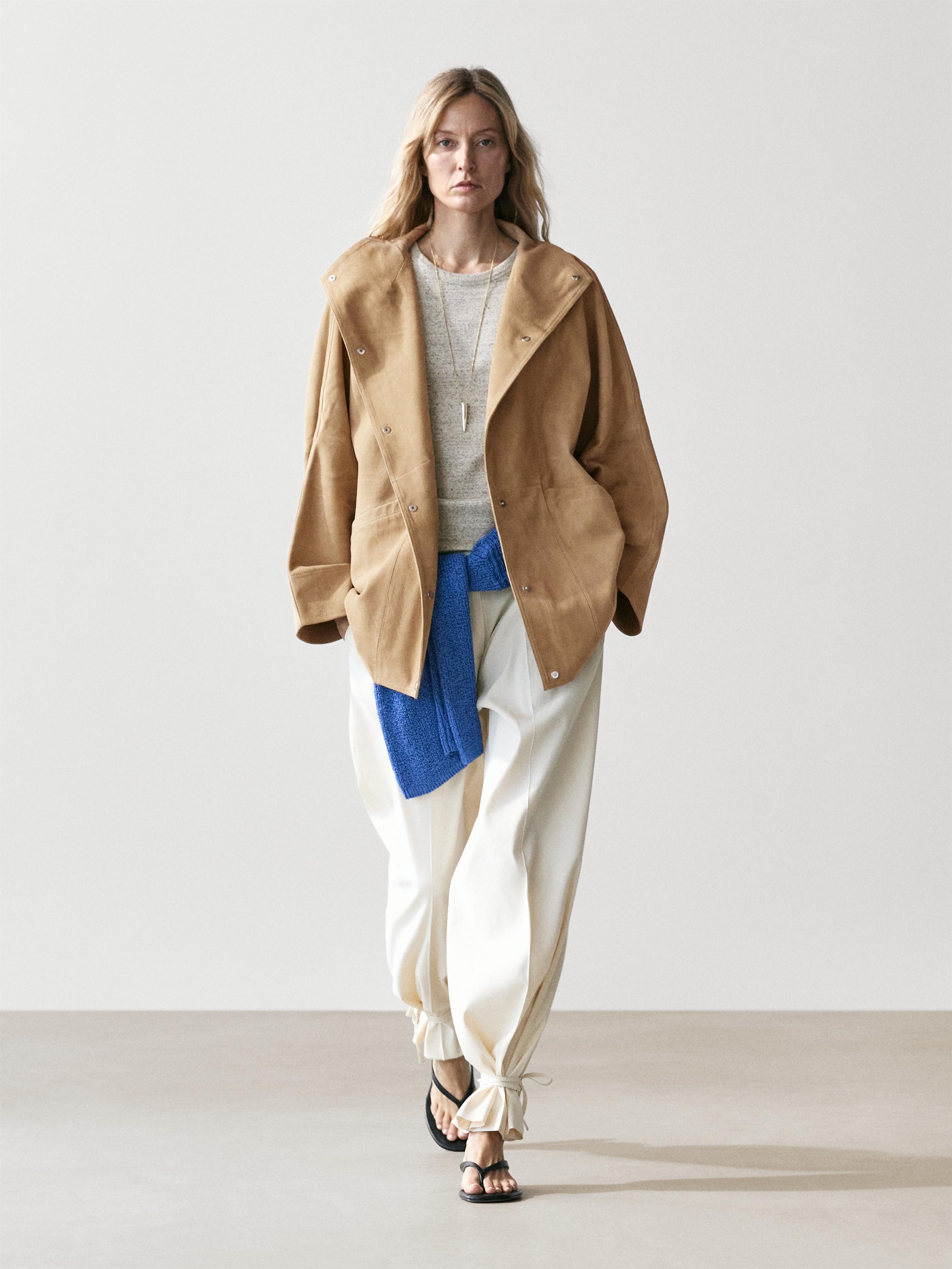 Oversize suede leather jacket