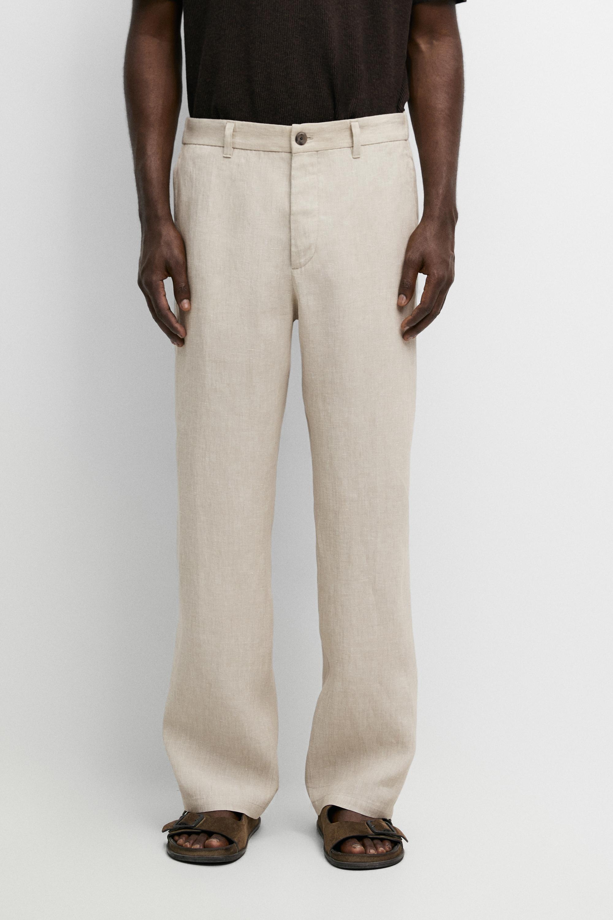 100% Linen Elastic-Waist Pants