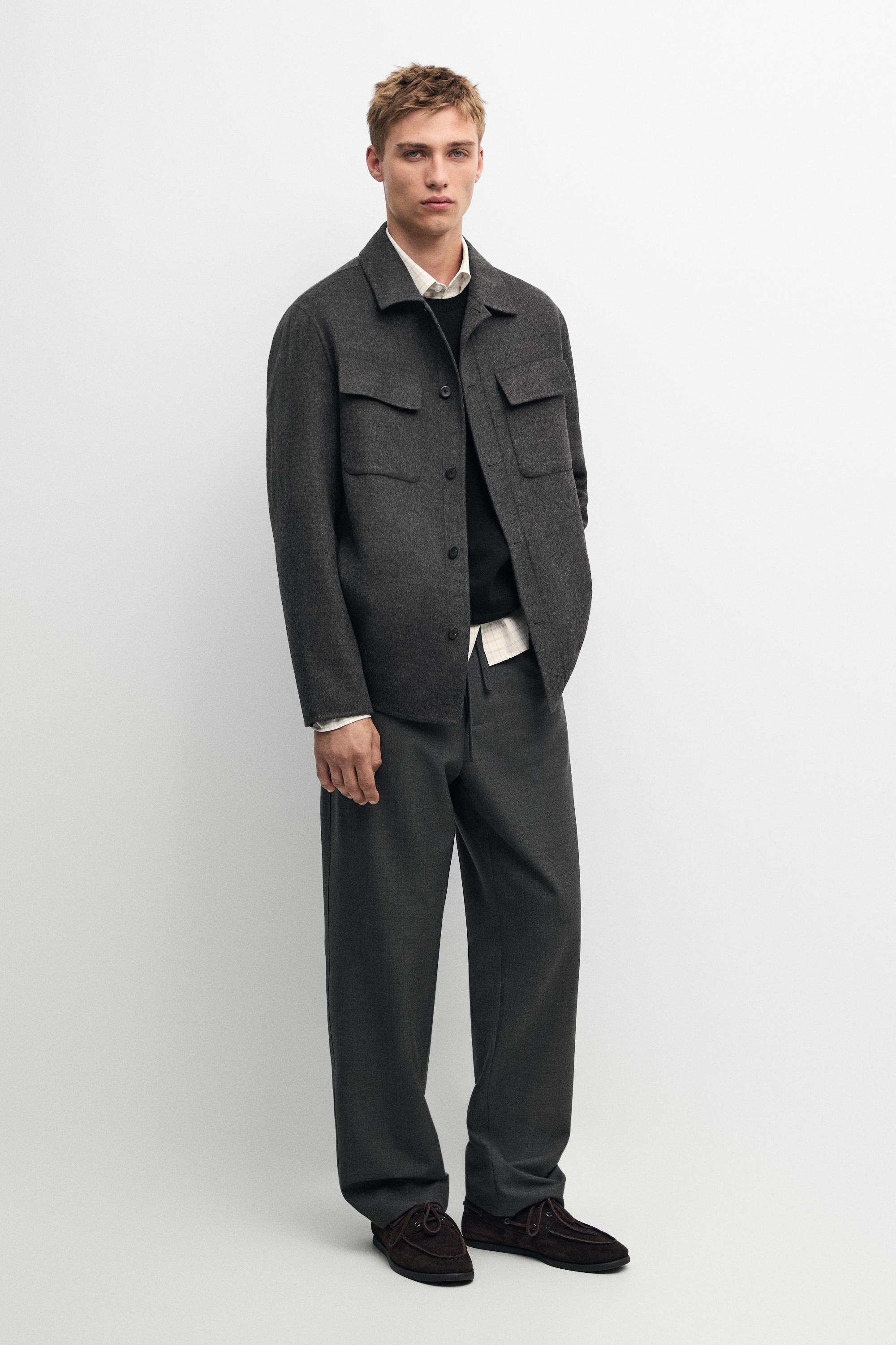 Wool blend overshirt with pocket detail