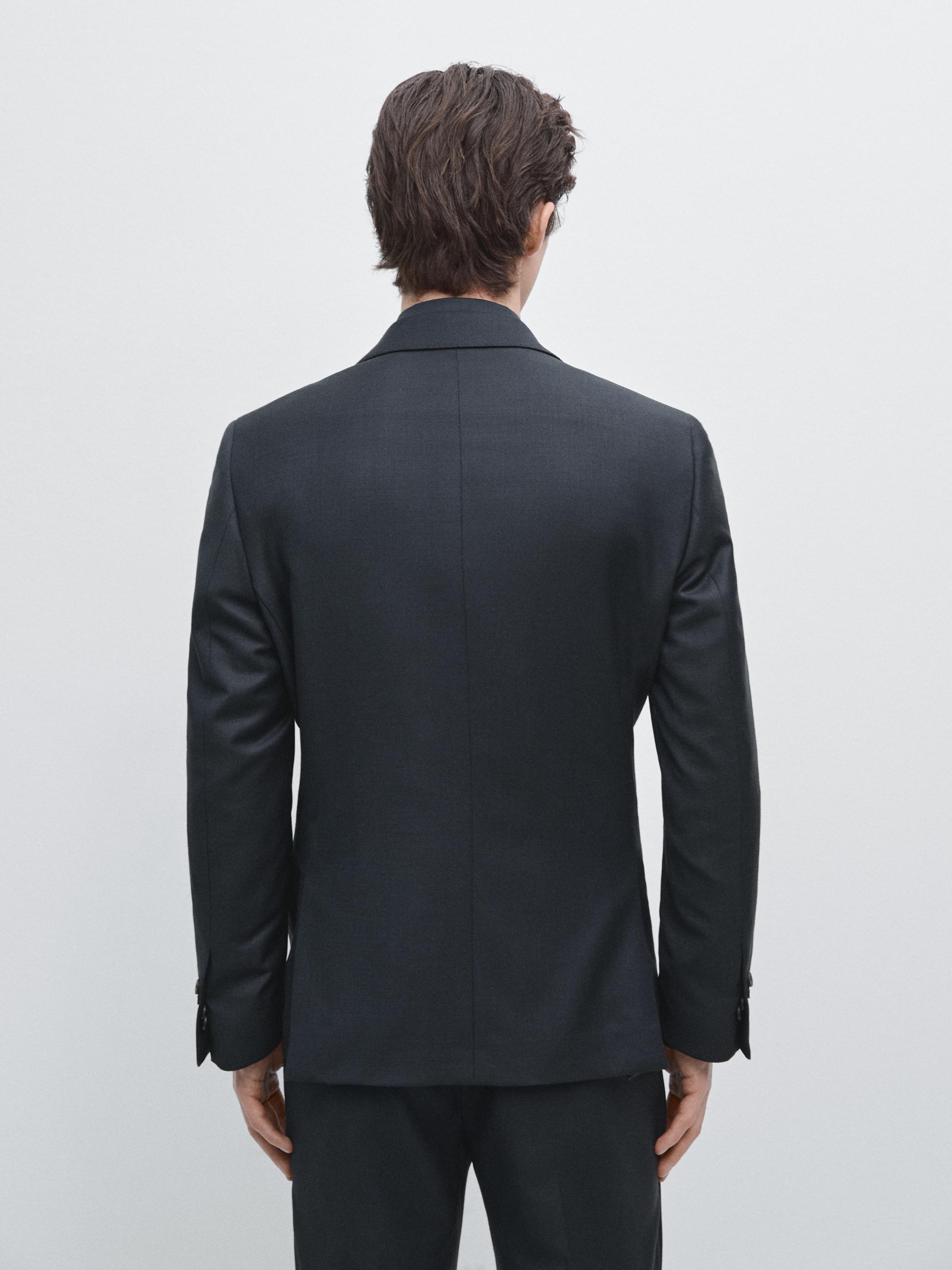 100% cool wool micro-textured suit blazer