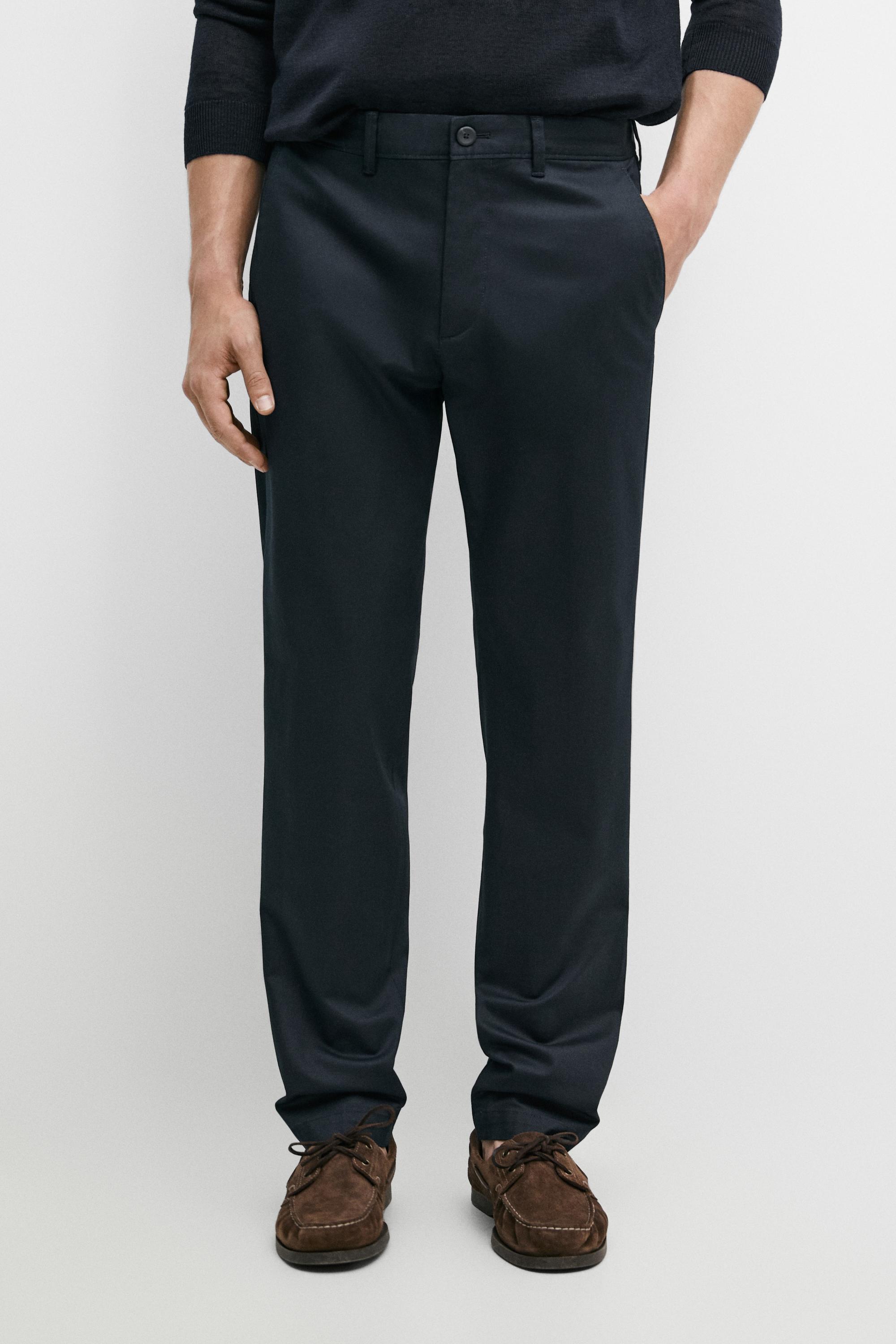 Cotton blend slim fit pants