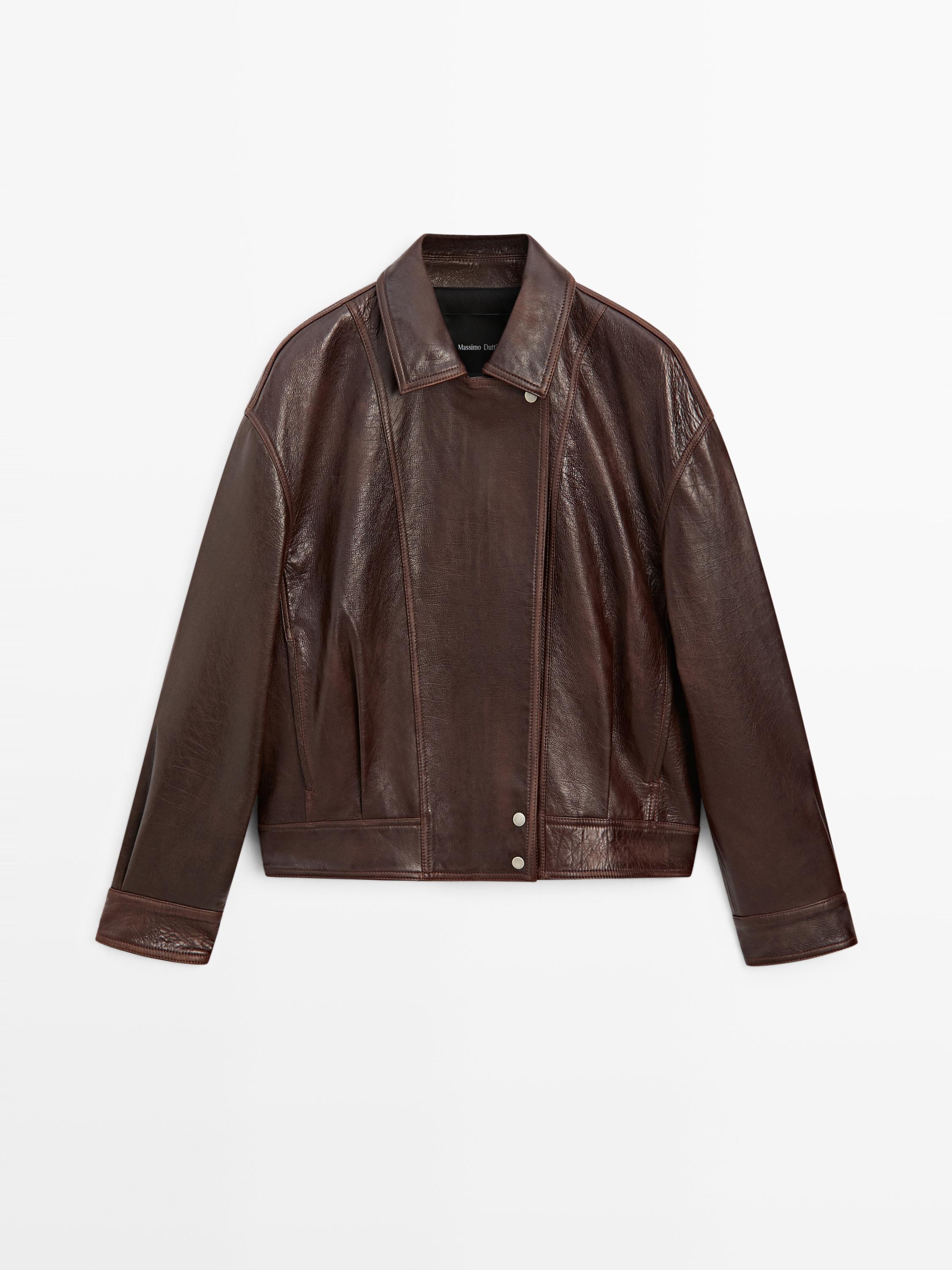Pleated nappa leather jacket