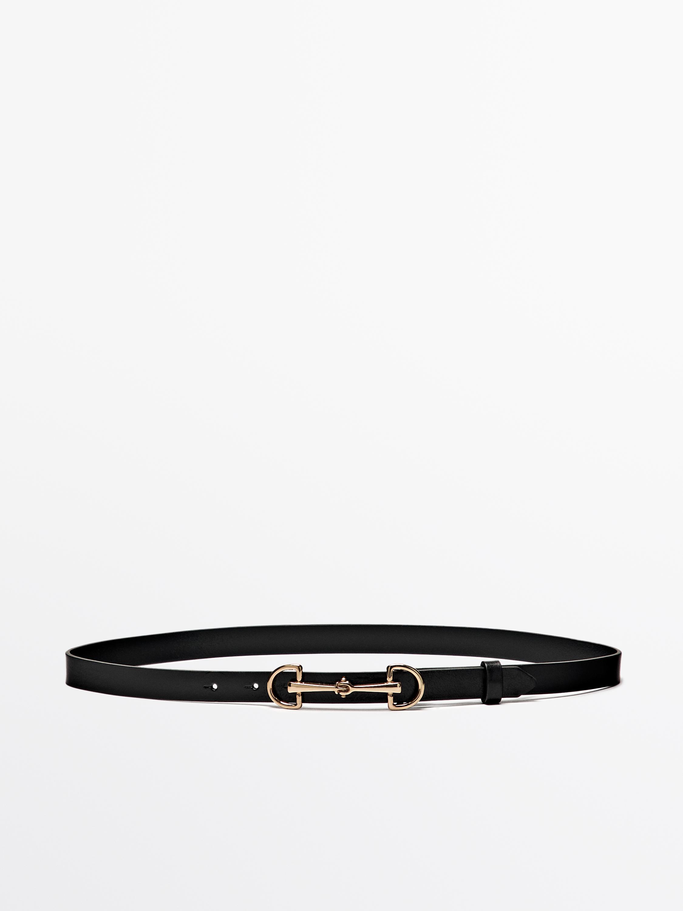 Nappa leather belt with equestrian buckle