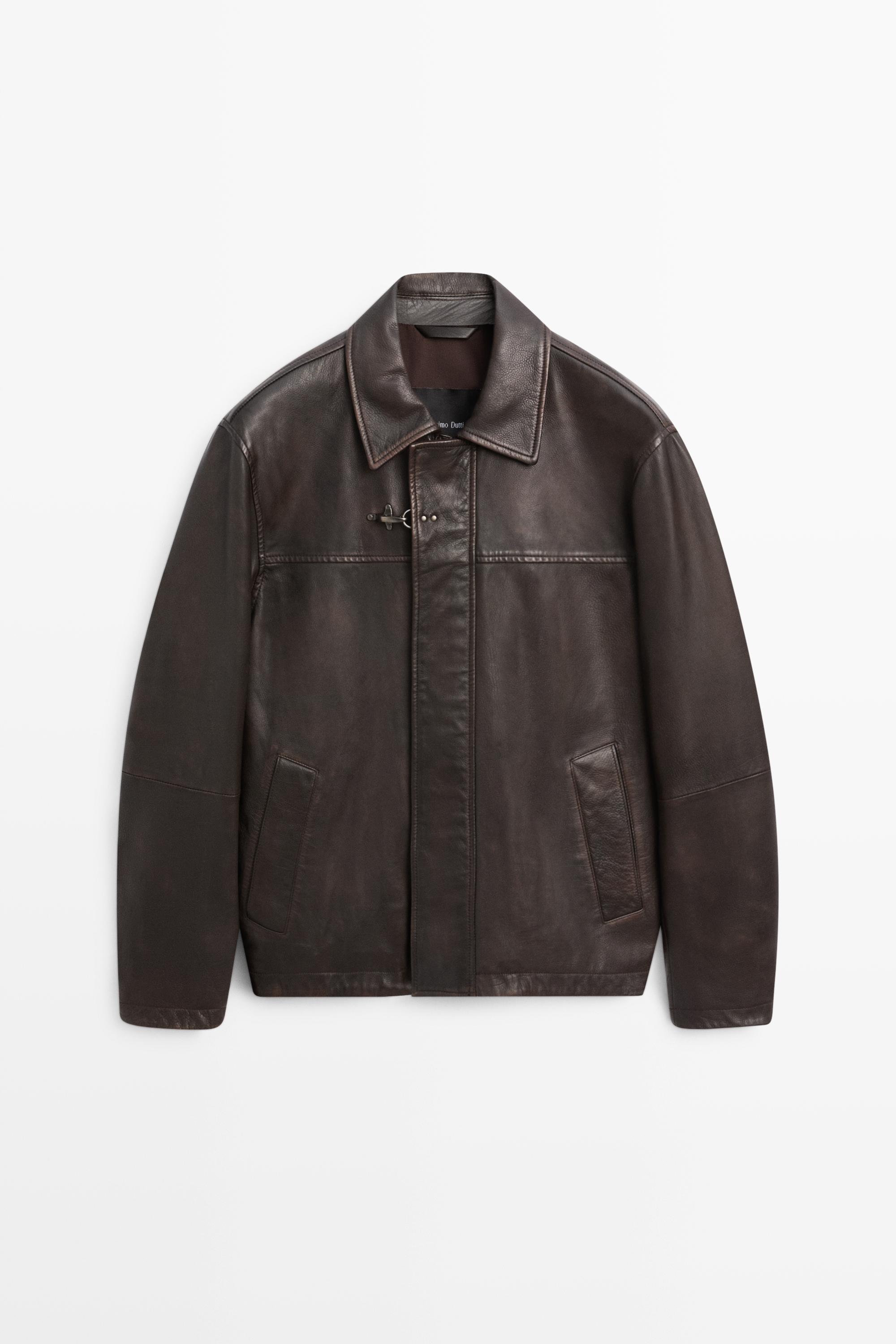 Nappa leather jacket with toggle details