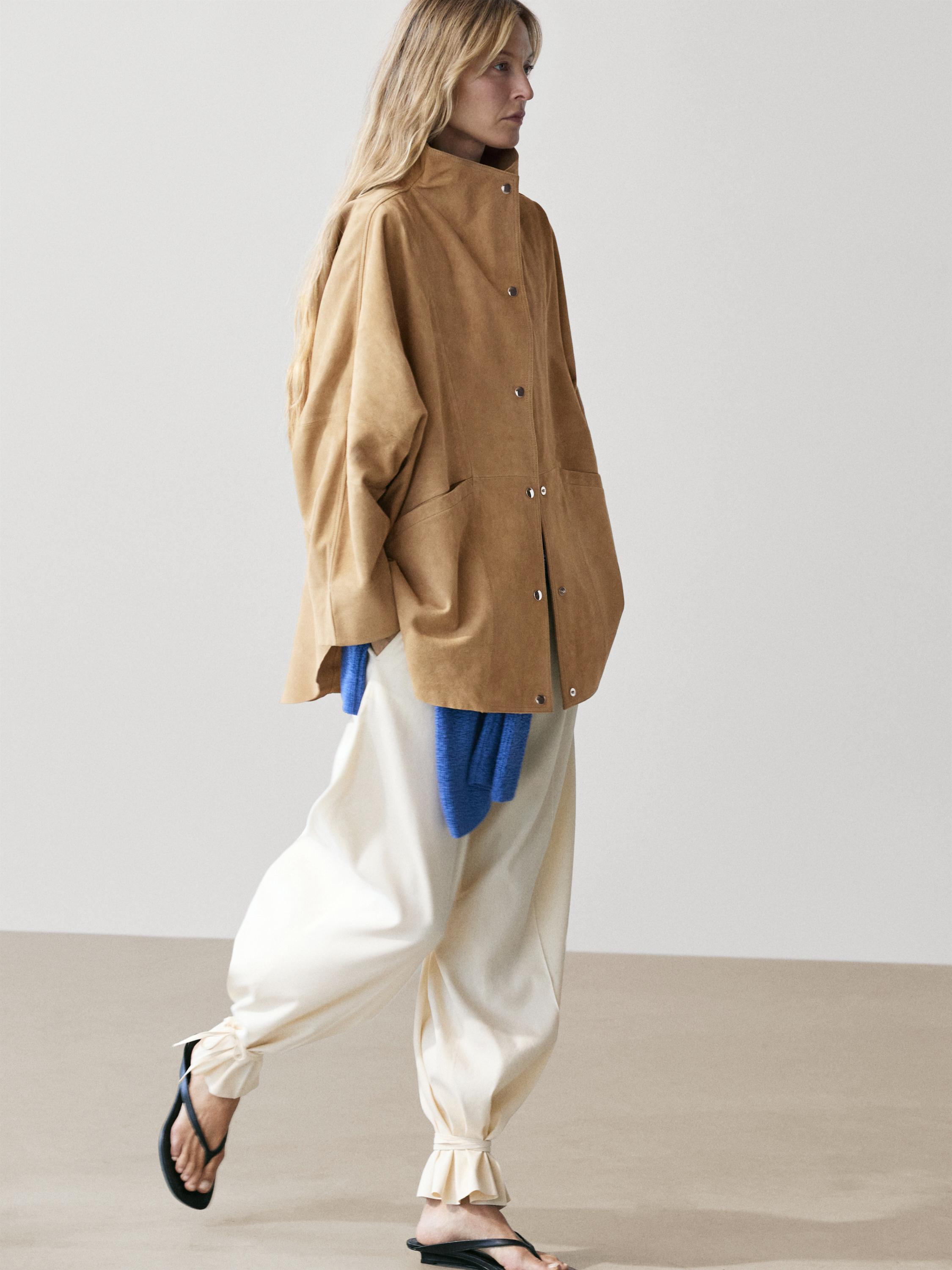 Oversize suede leather jacket