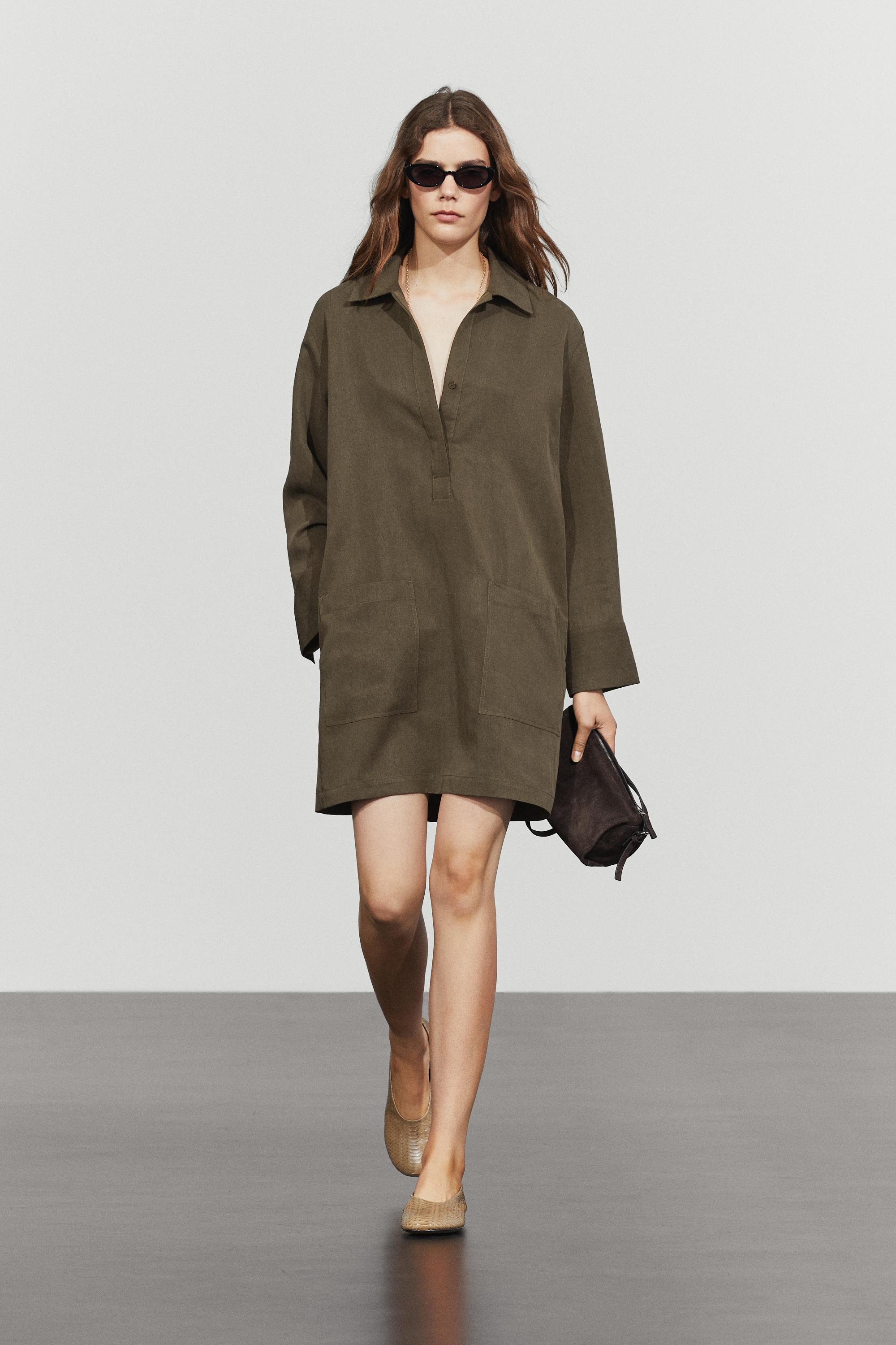 Short shirt dress with pocket detail