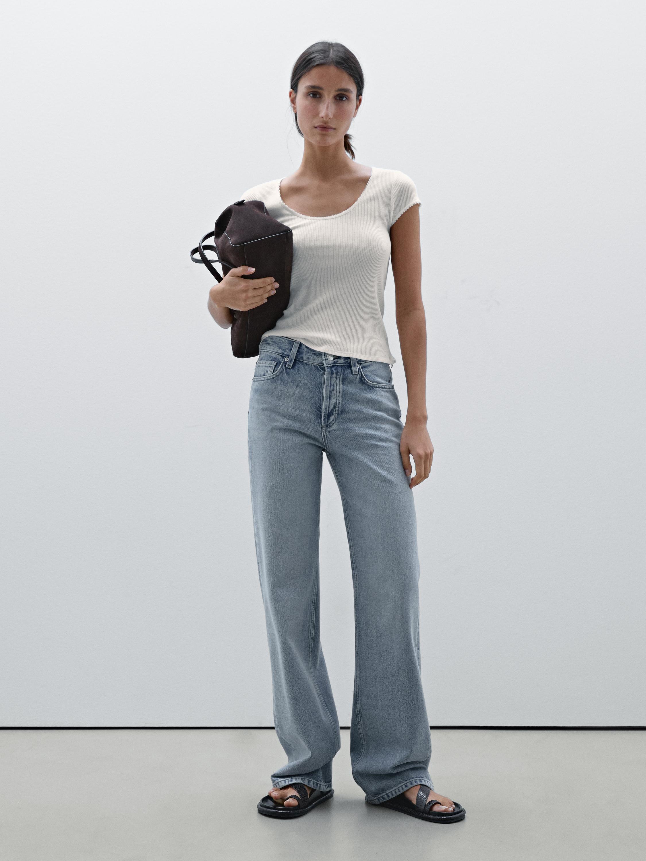 Cotton T-shirt with lace trim detail