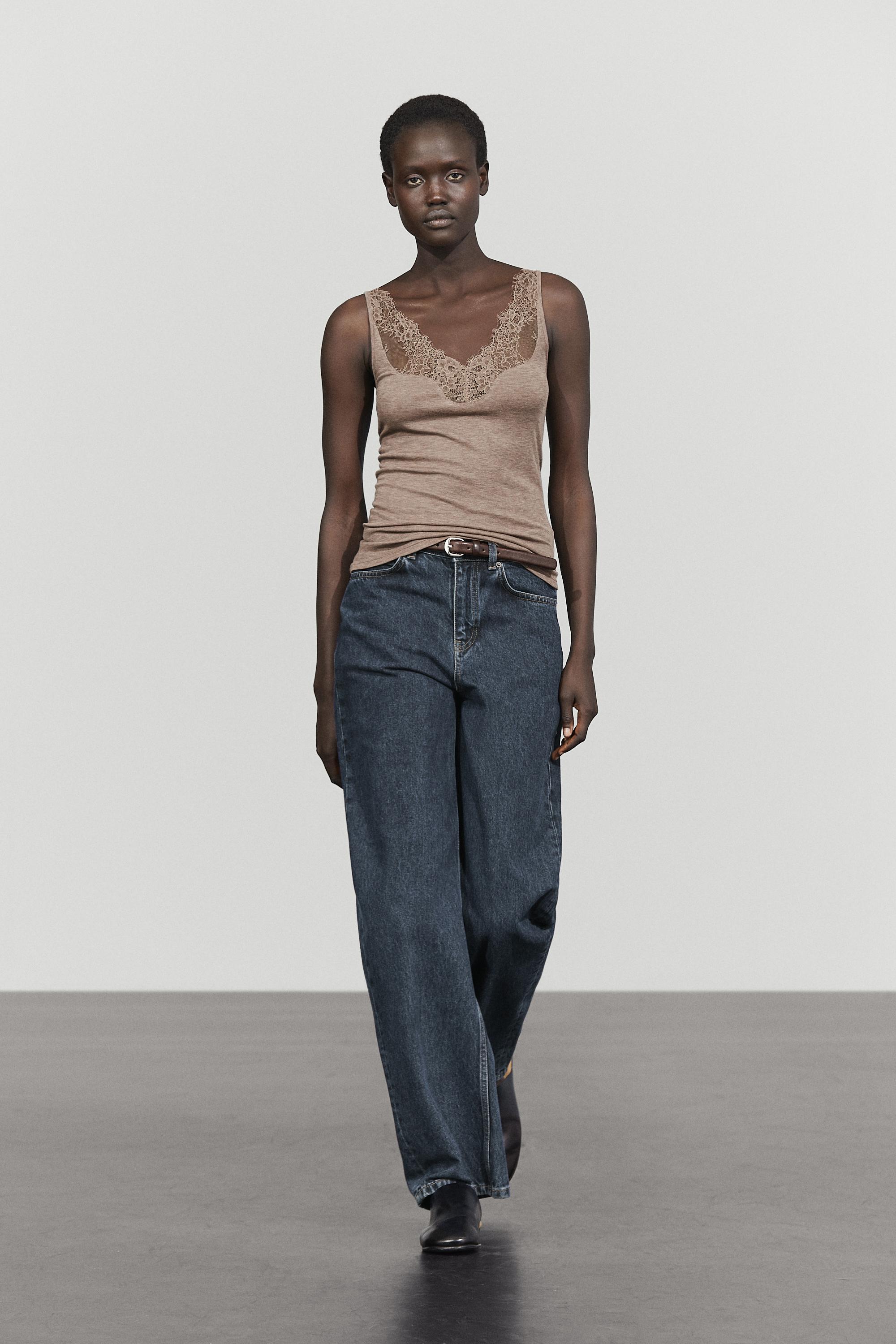 Strappy lace-trimmed camisole top