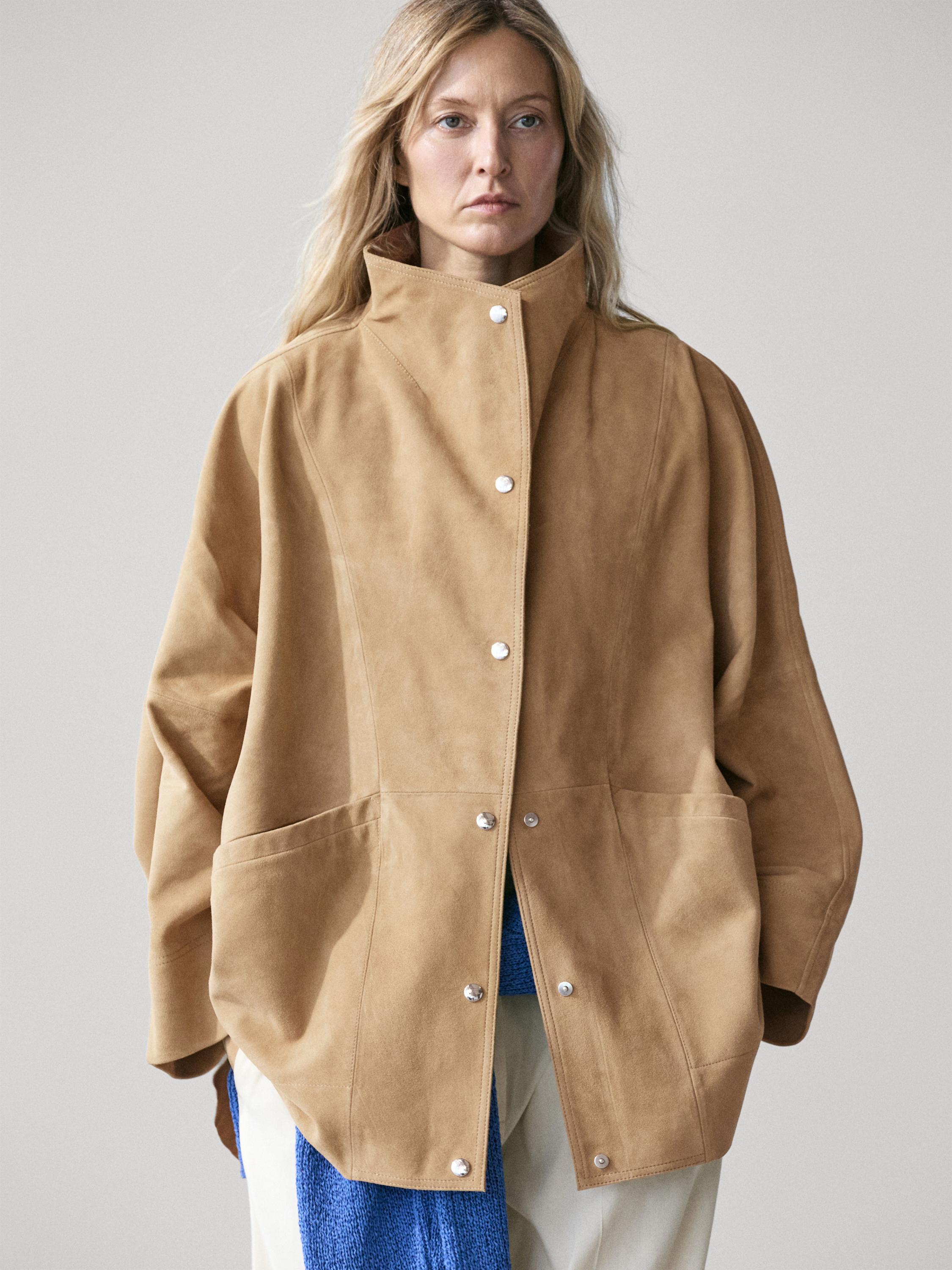 Oversize suede leather jacket