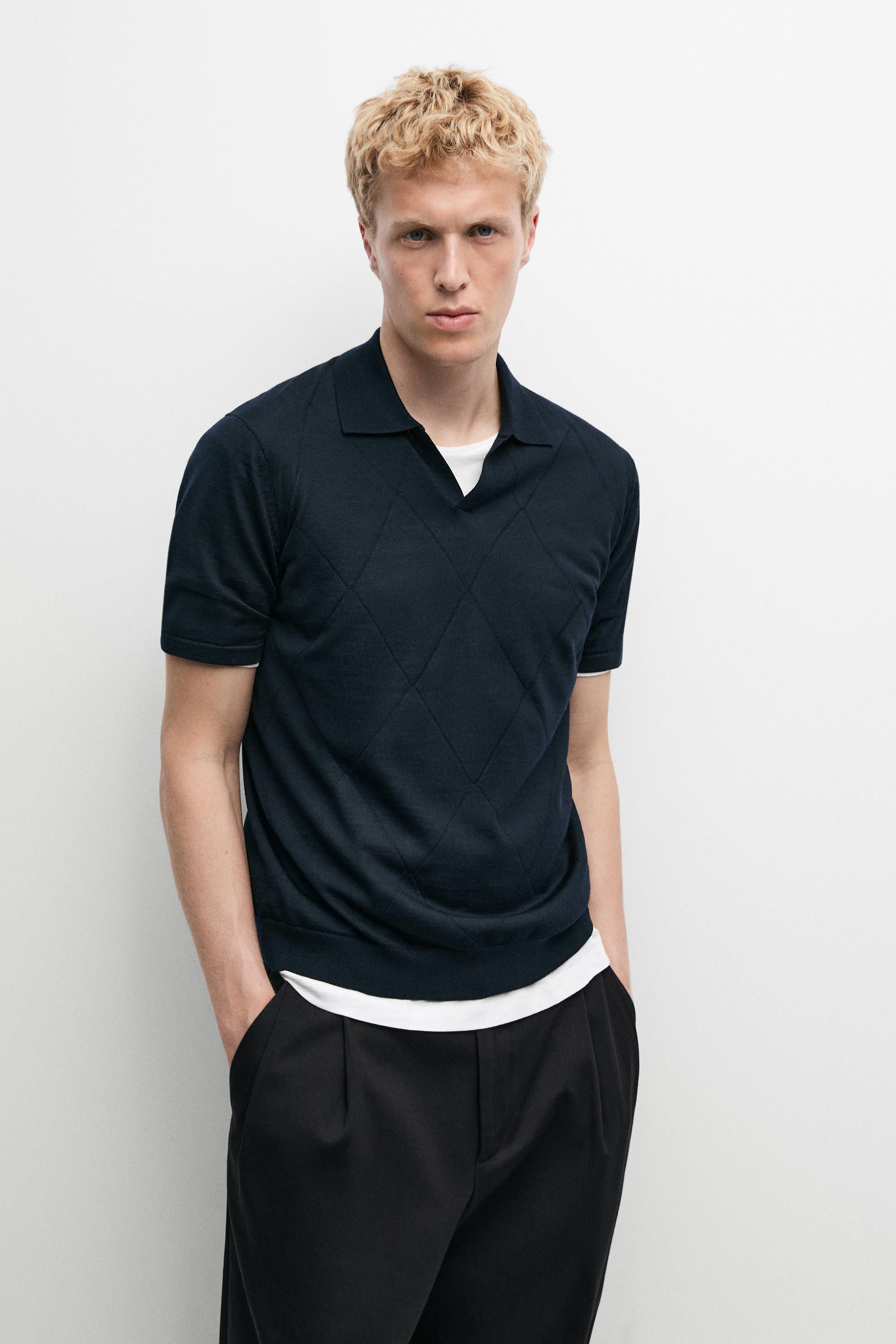 Argyle knit polo sweater