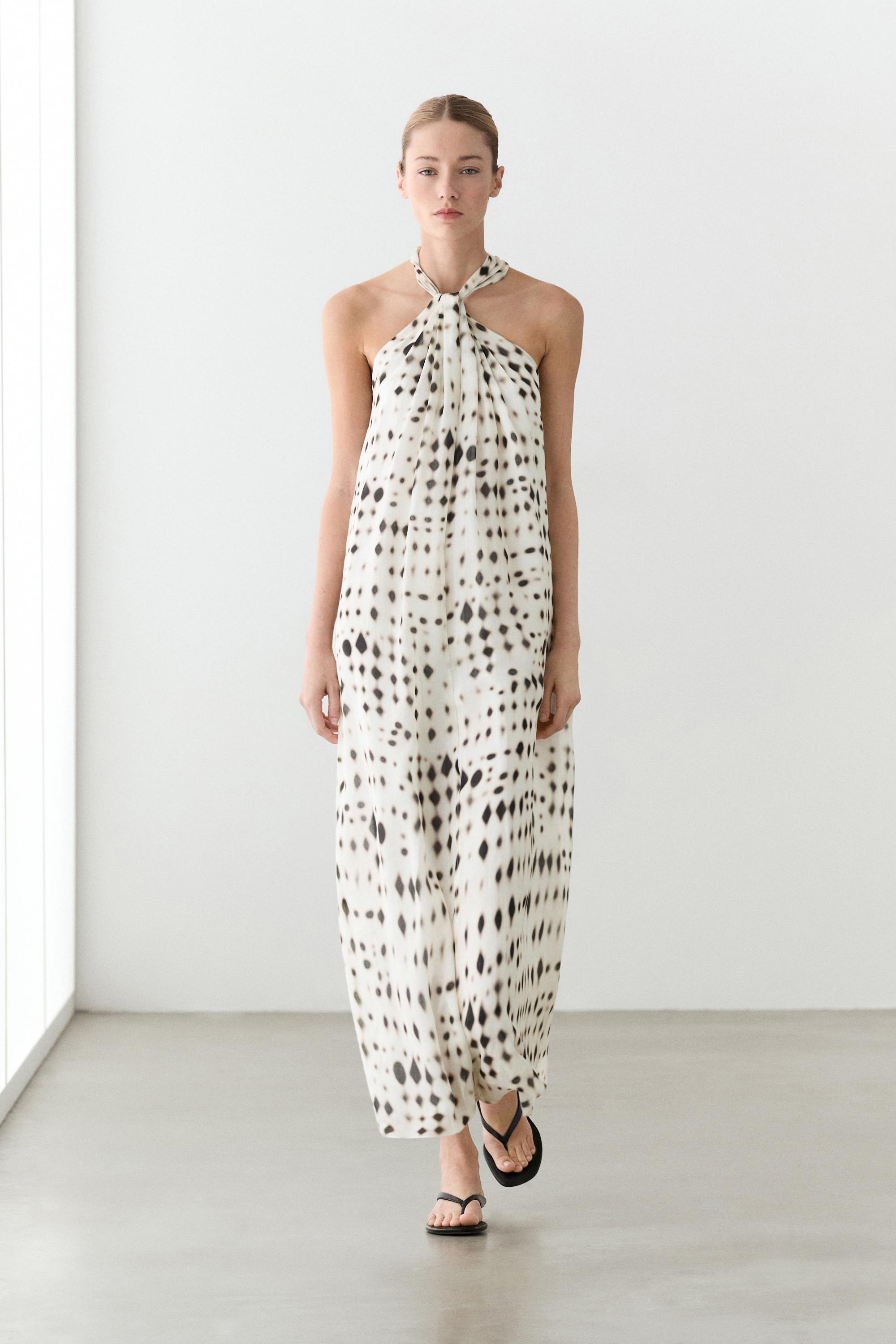 Printed halter dress