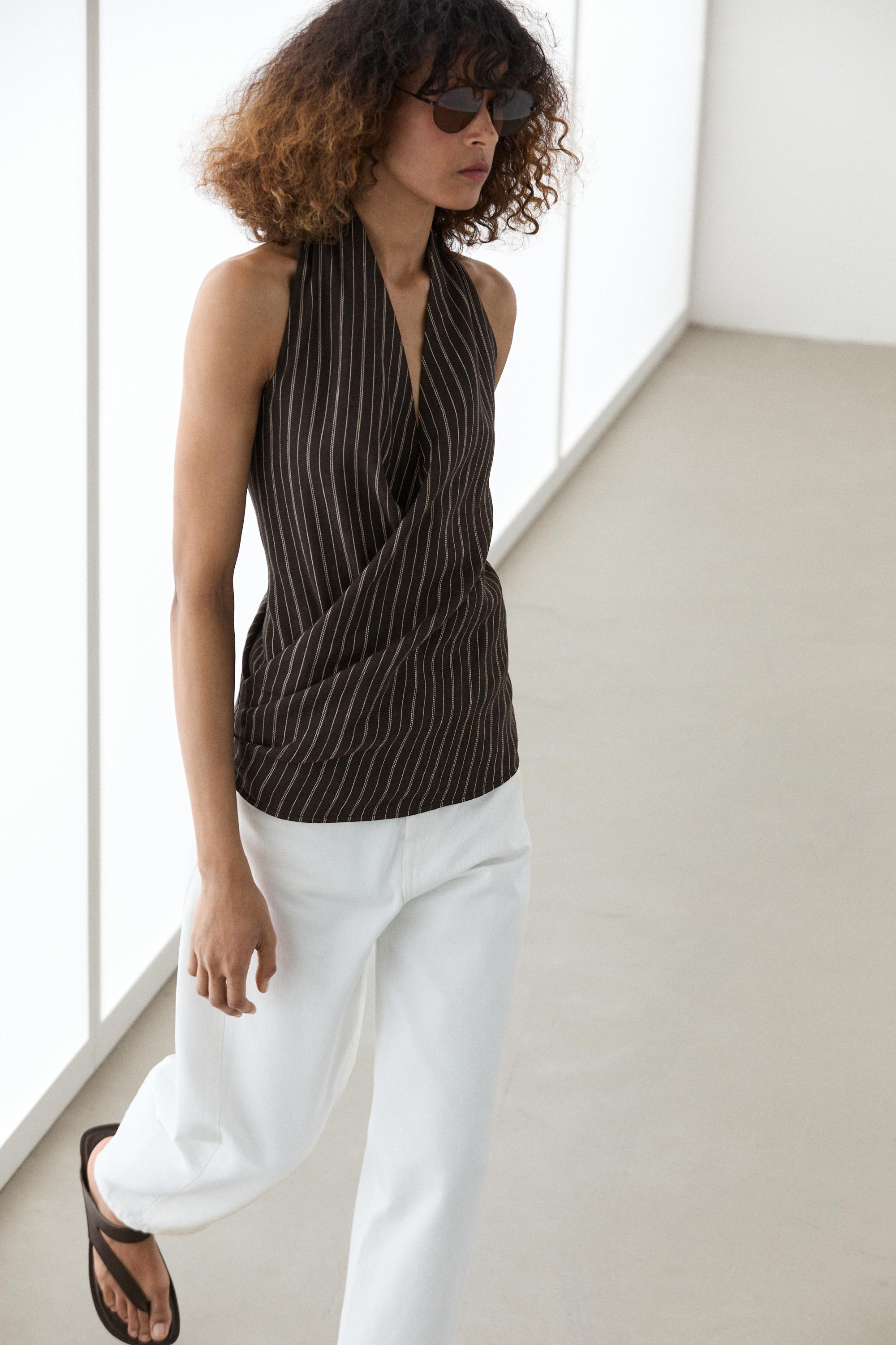 Halter top with stripe detail