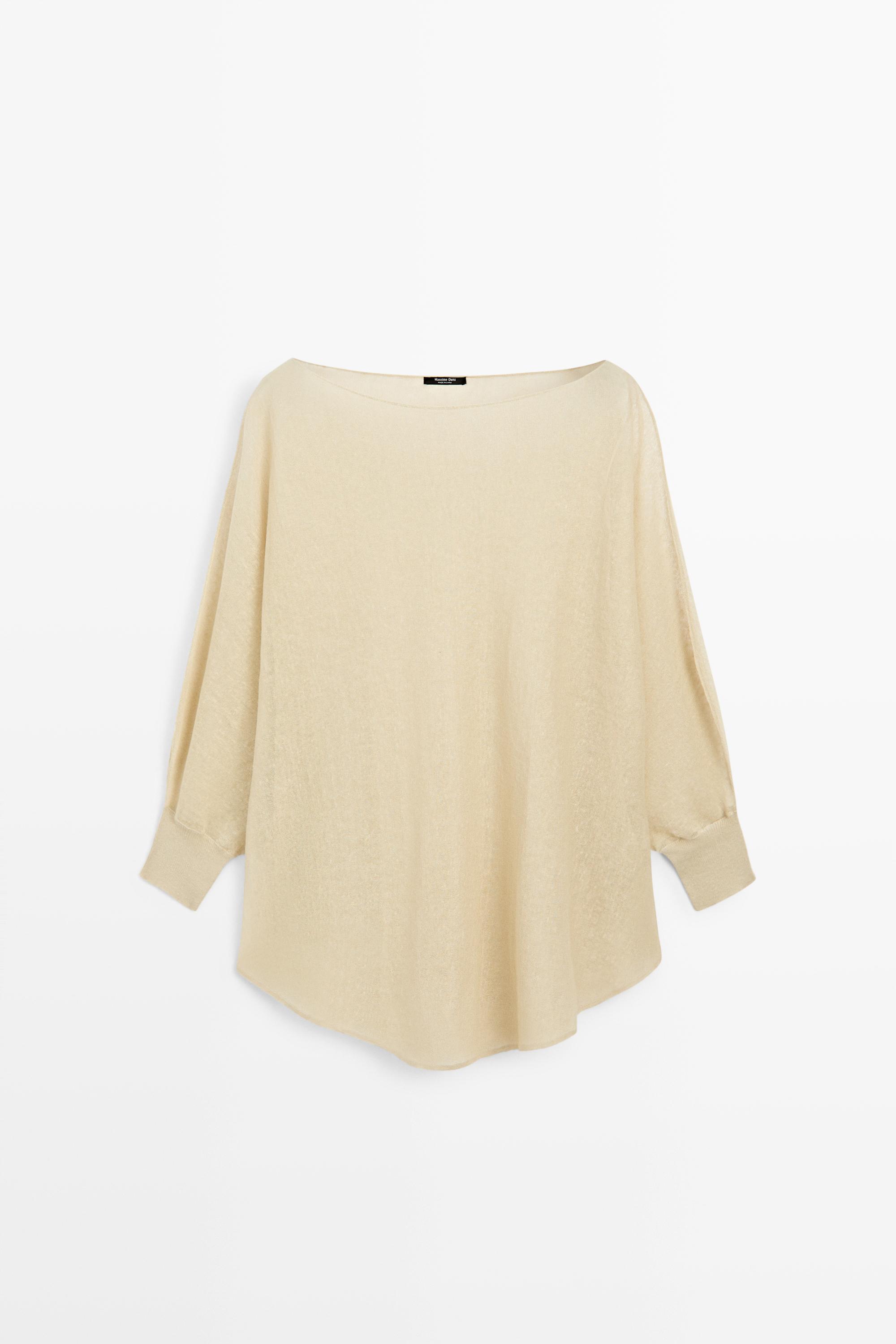 Linen blend flowing cape-style sweater