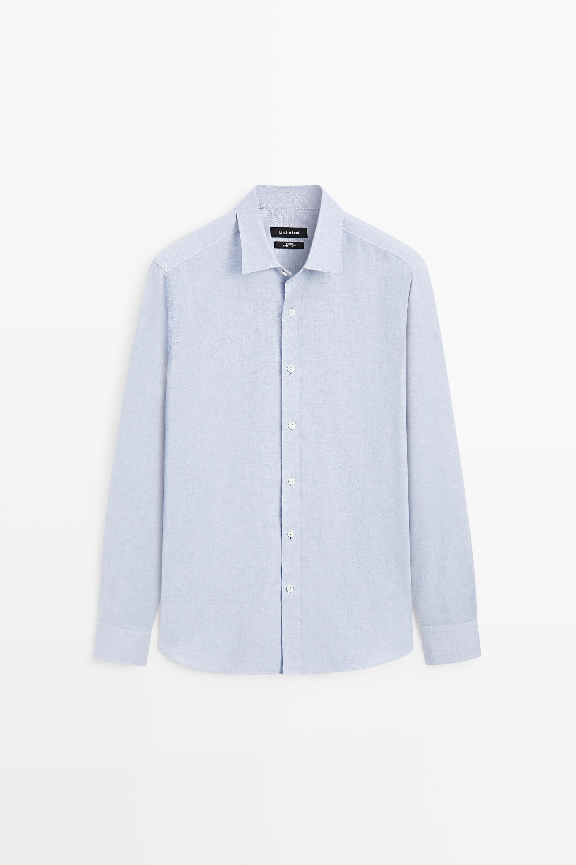 100% cotton melange twill regular fit shirt