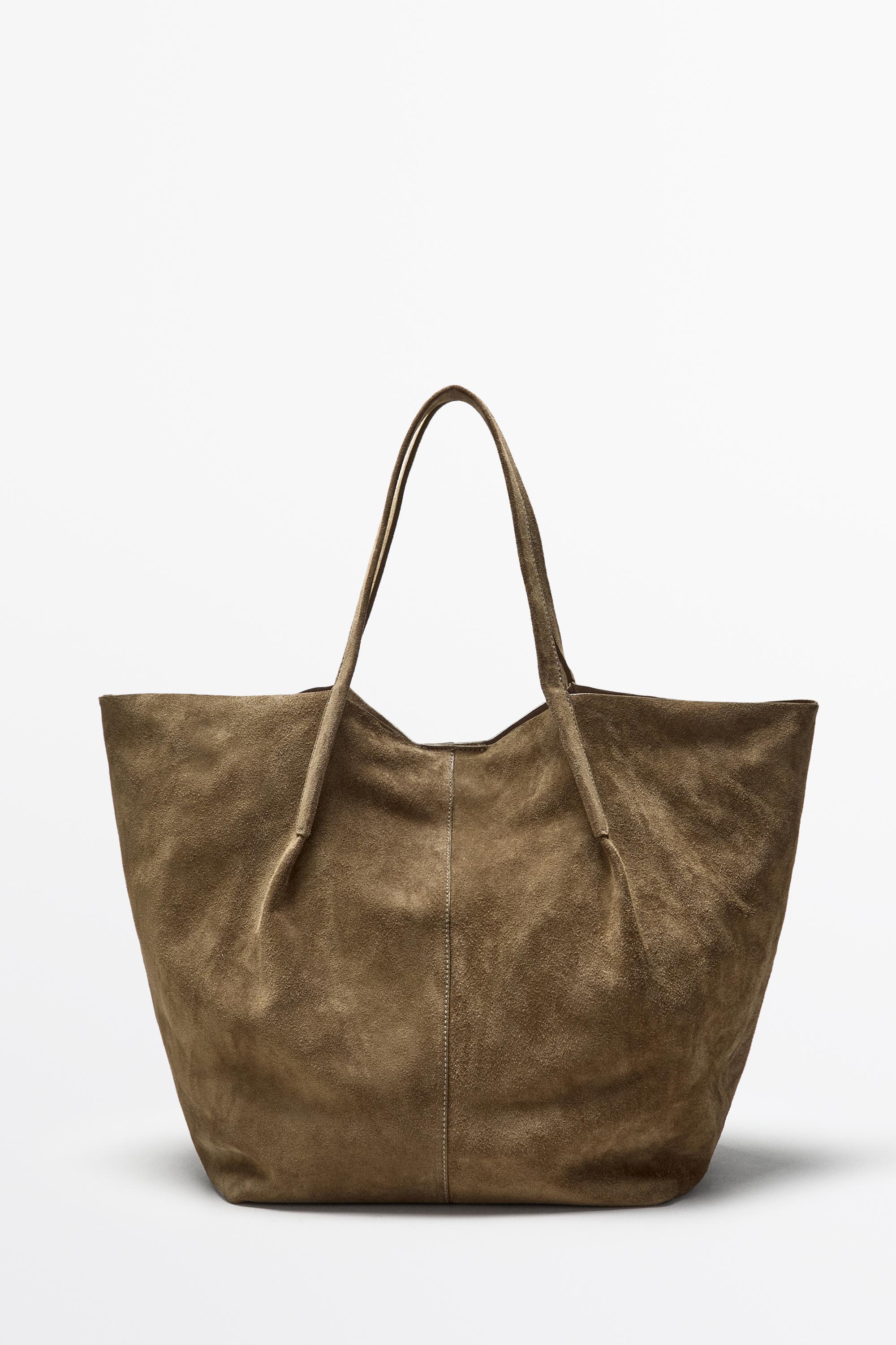 Split leather tote bag