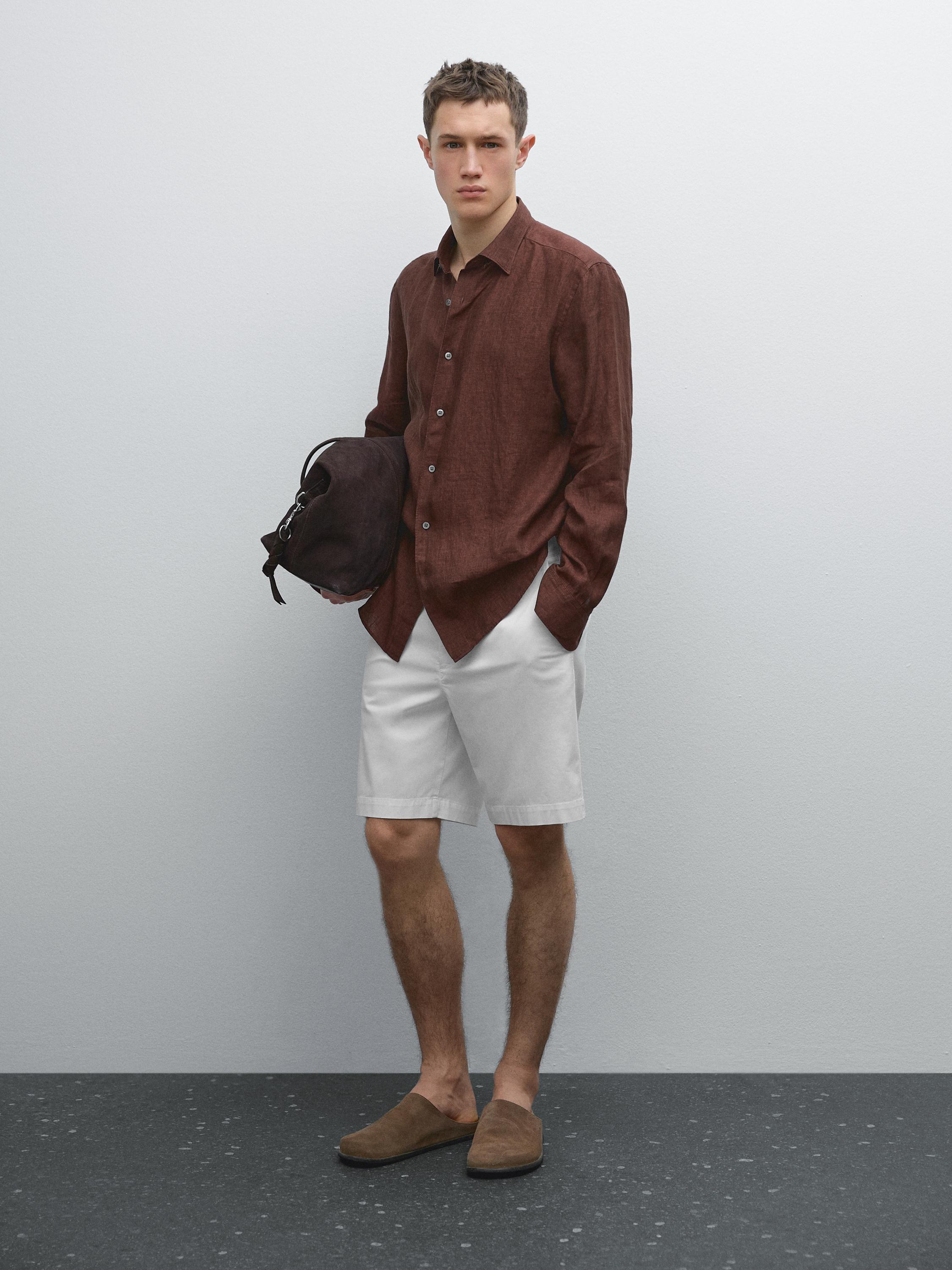 Cotton blend Bermuda shorts