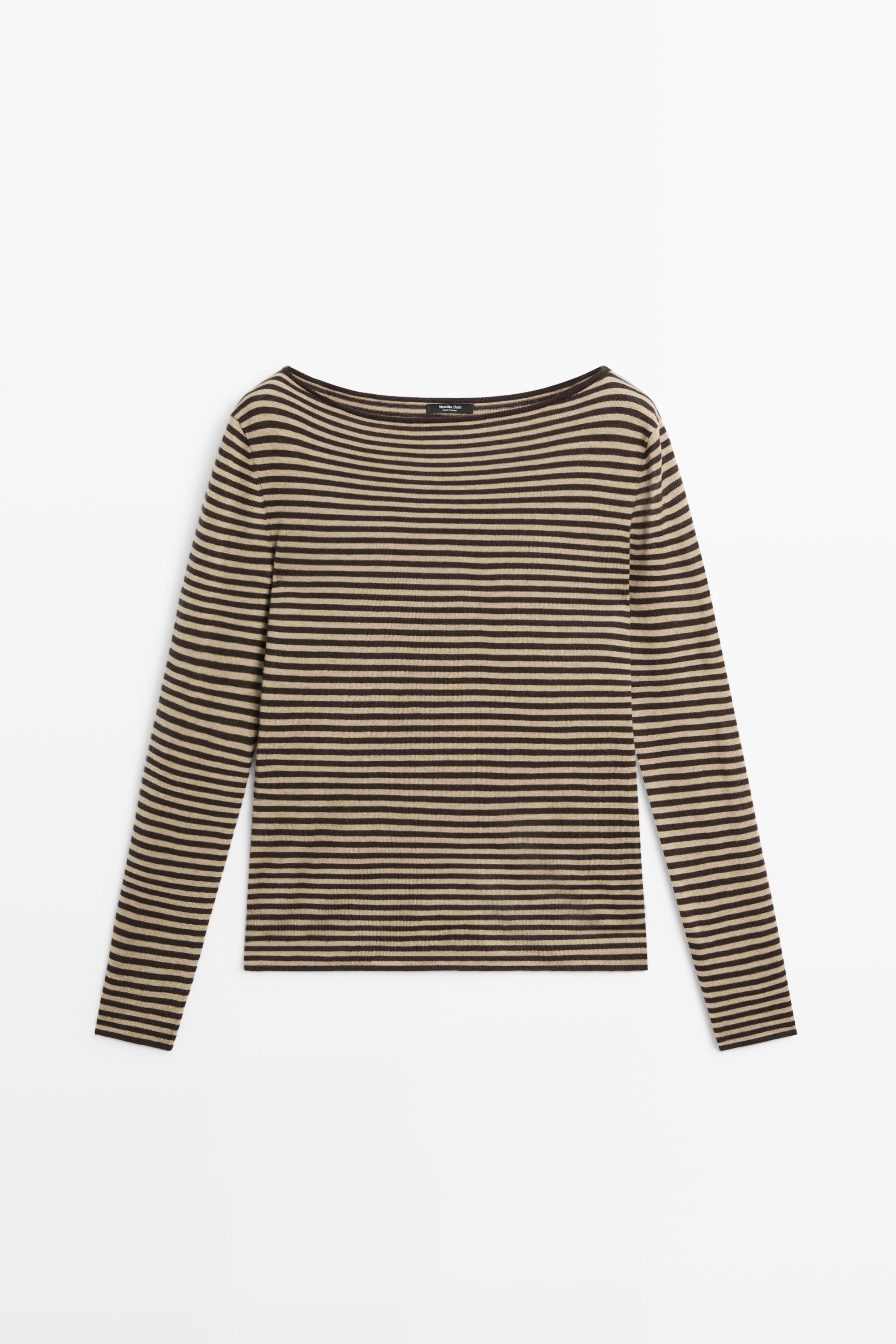 Striped wool-blend knit sweater