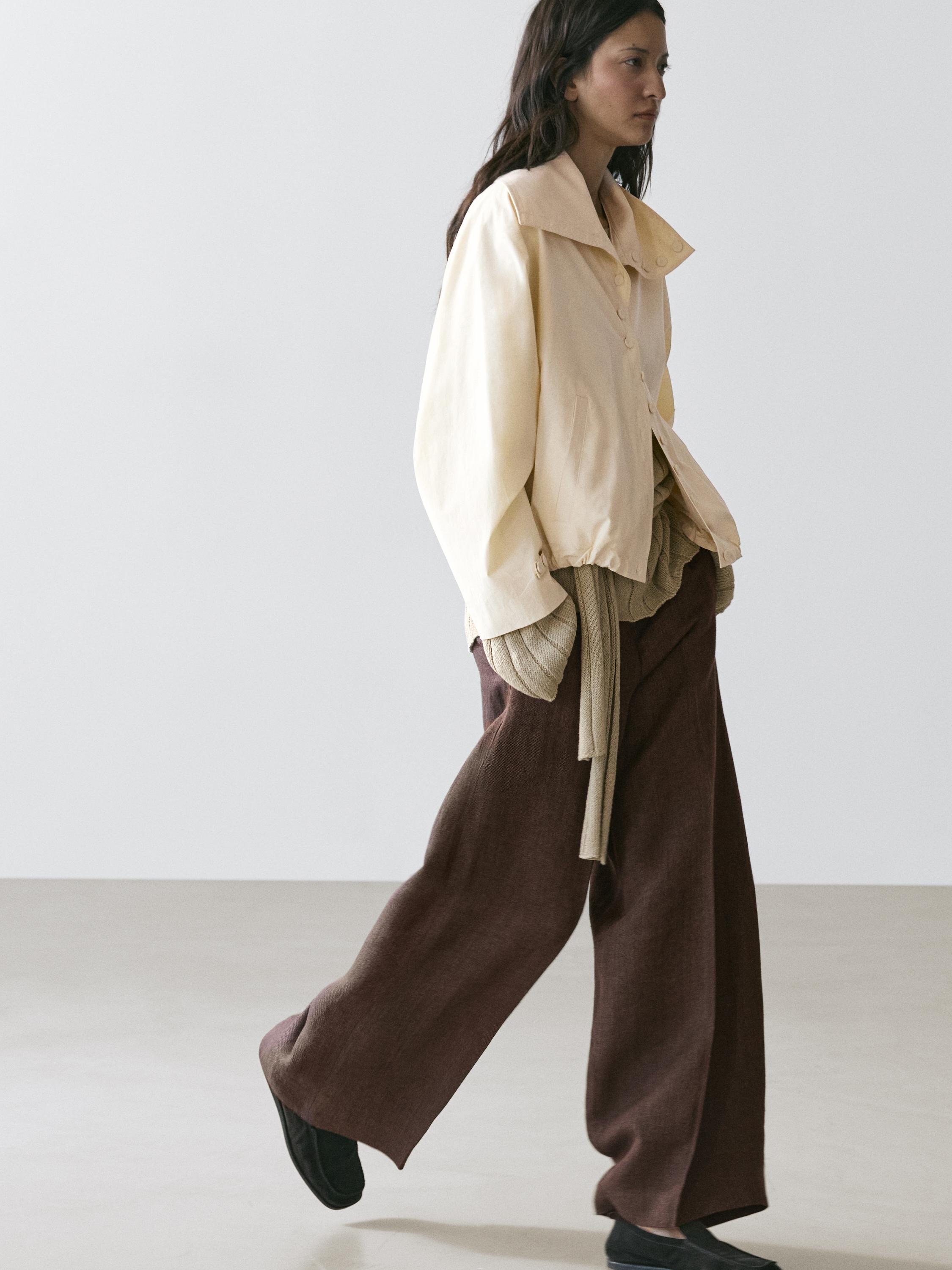 Flowing linen suit trousers