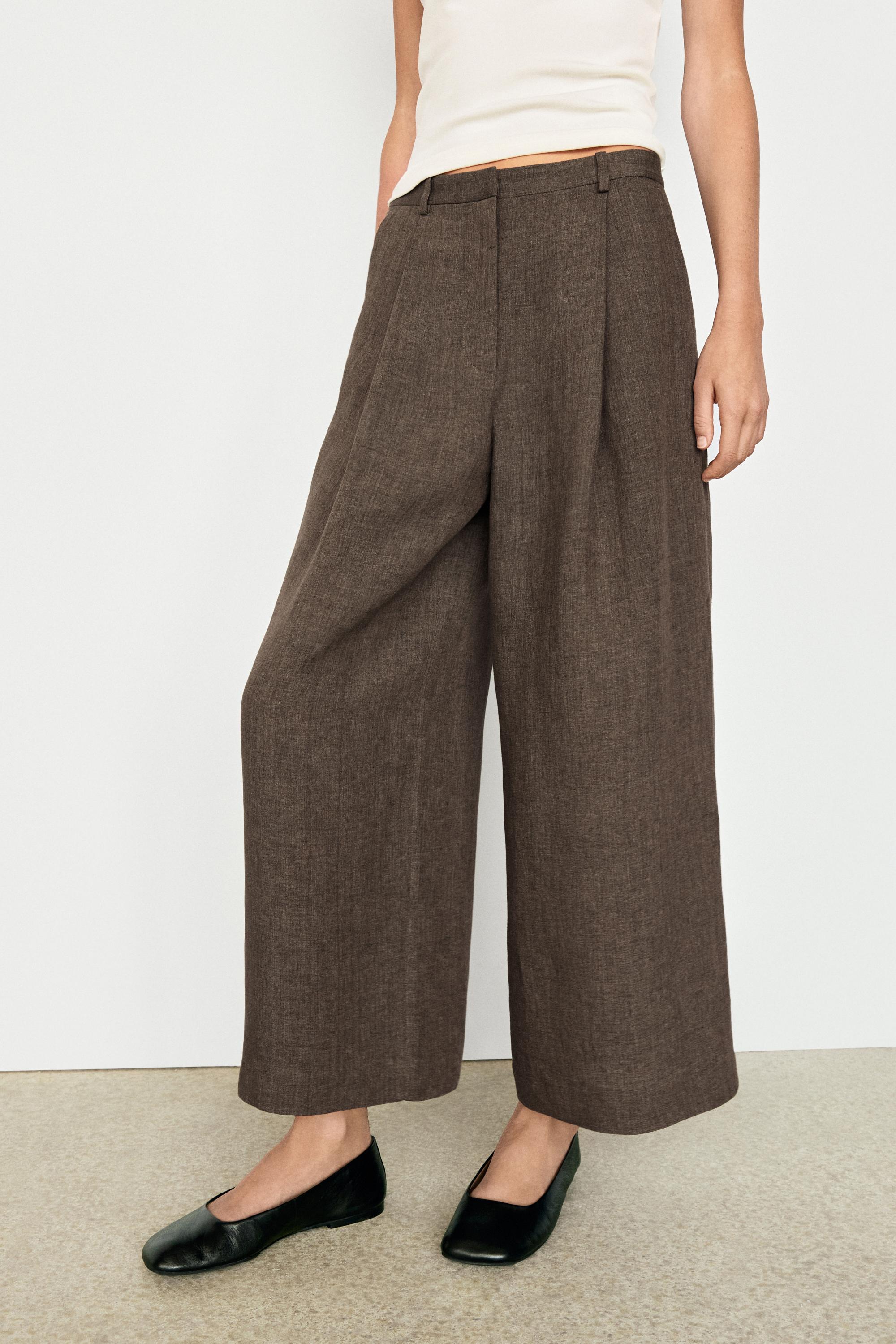 Linen melange darted trousers