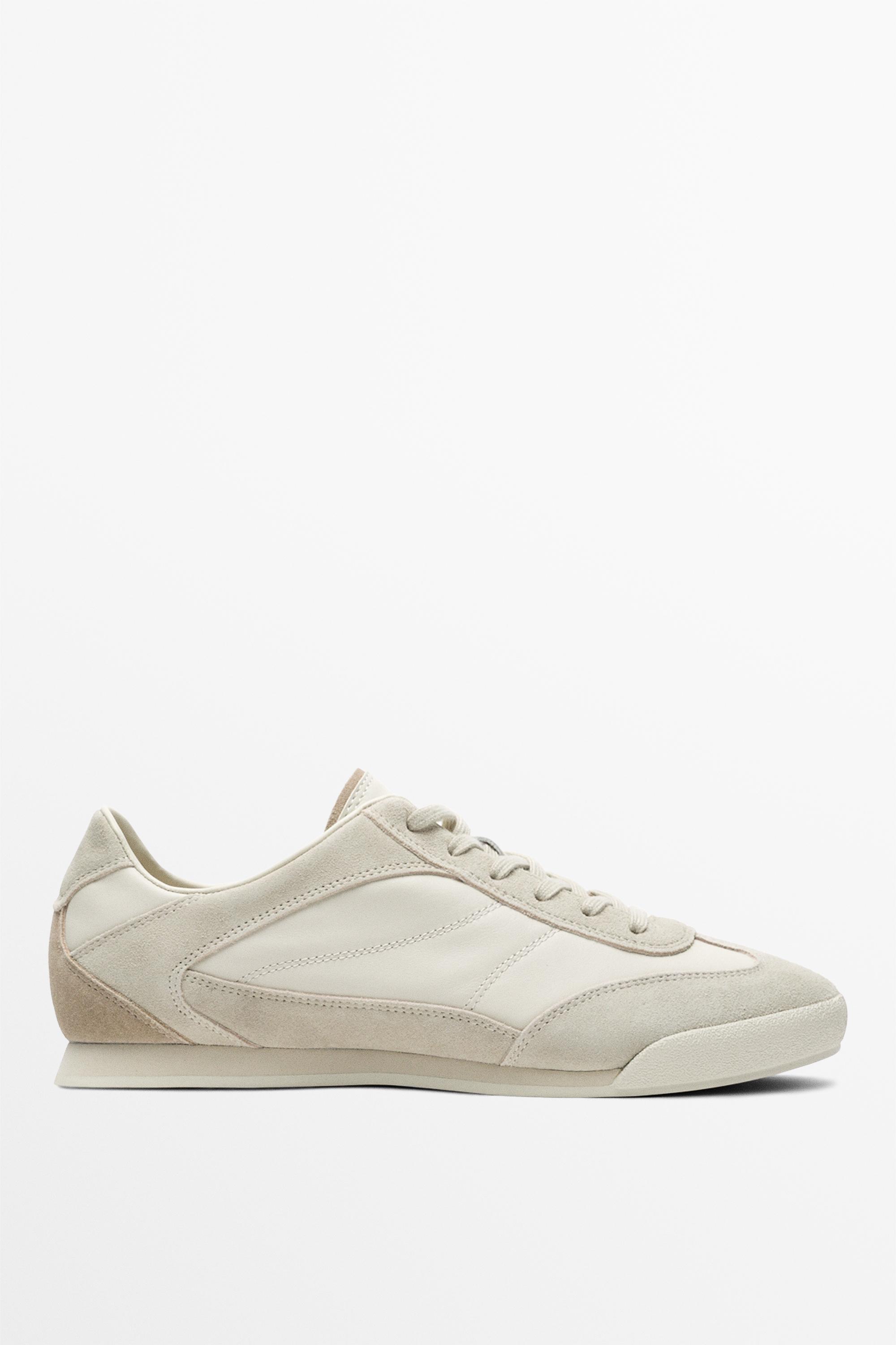 Contrast leather trainers