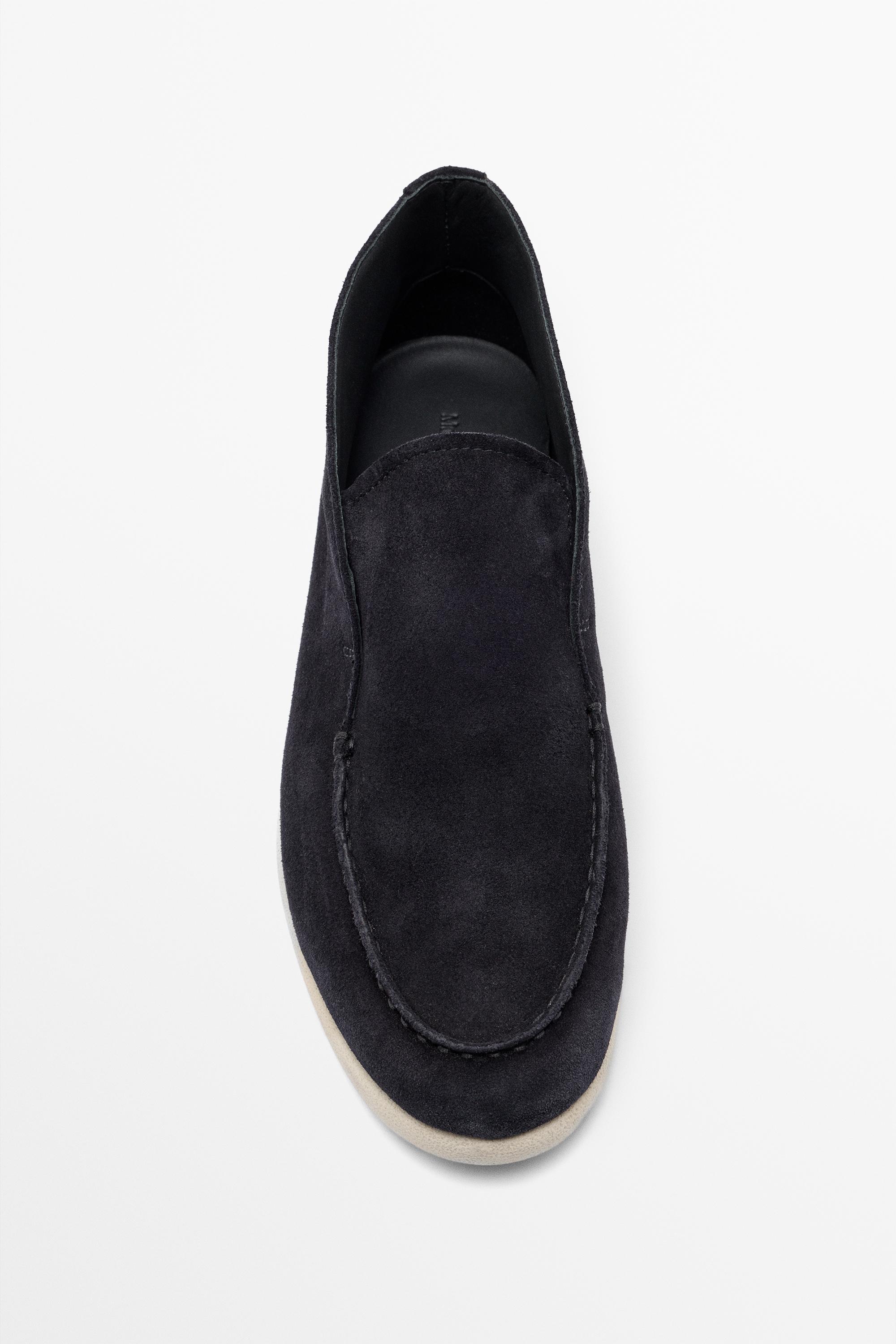 Split suede leather ankle loafer