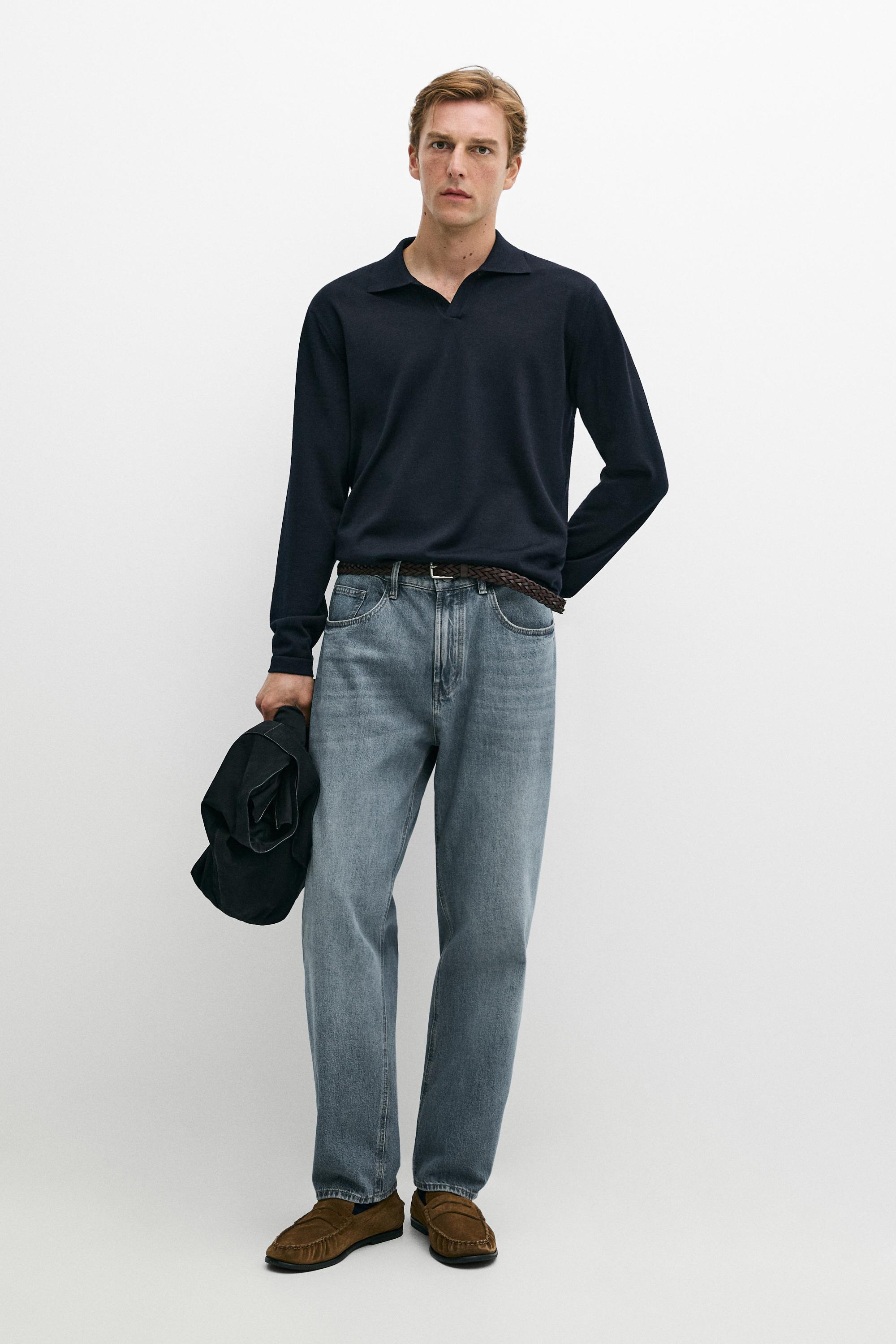 100% merino wool knit polo sweater