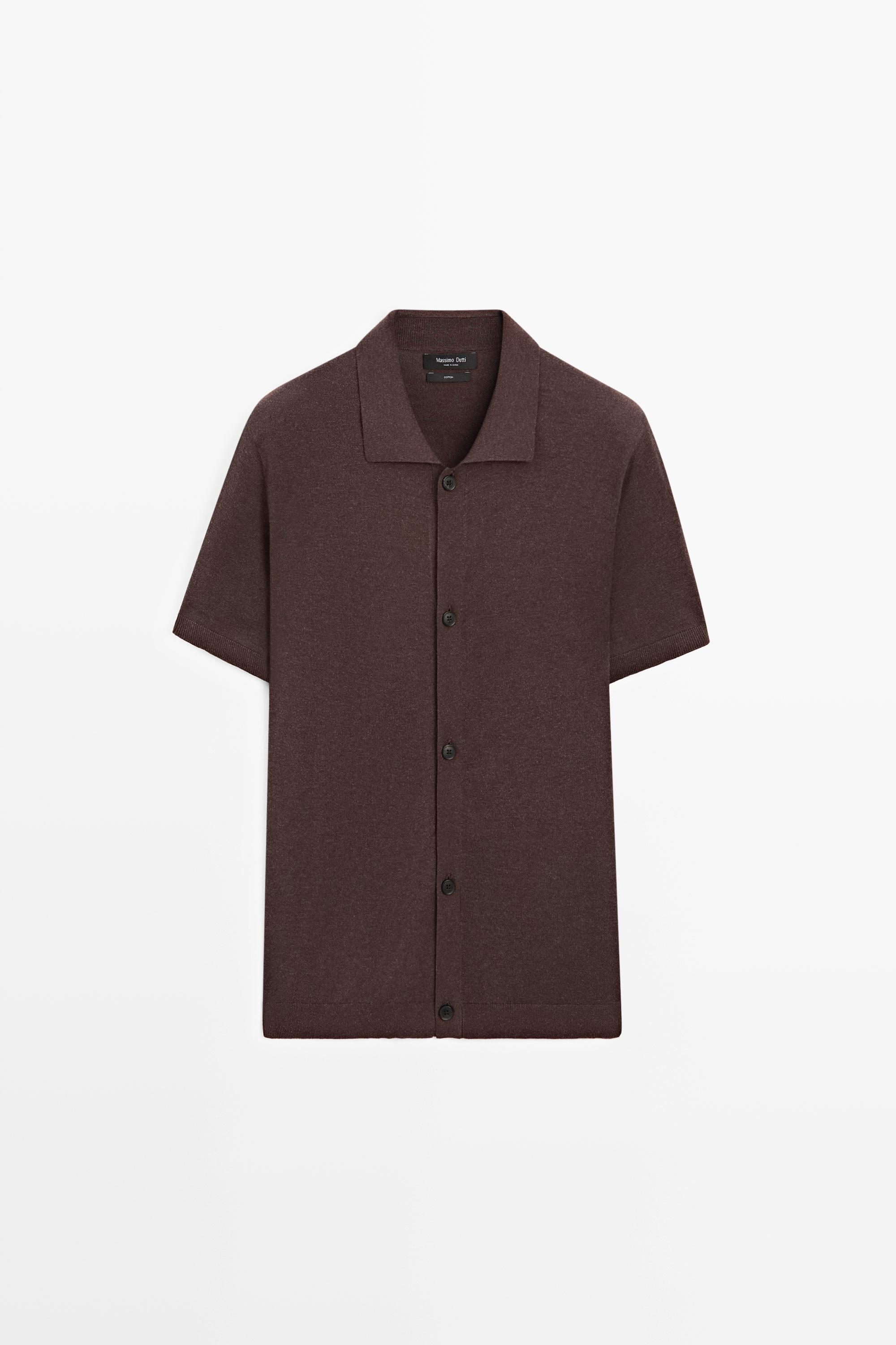 Short sleeve button-up knit cardigan