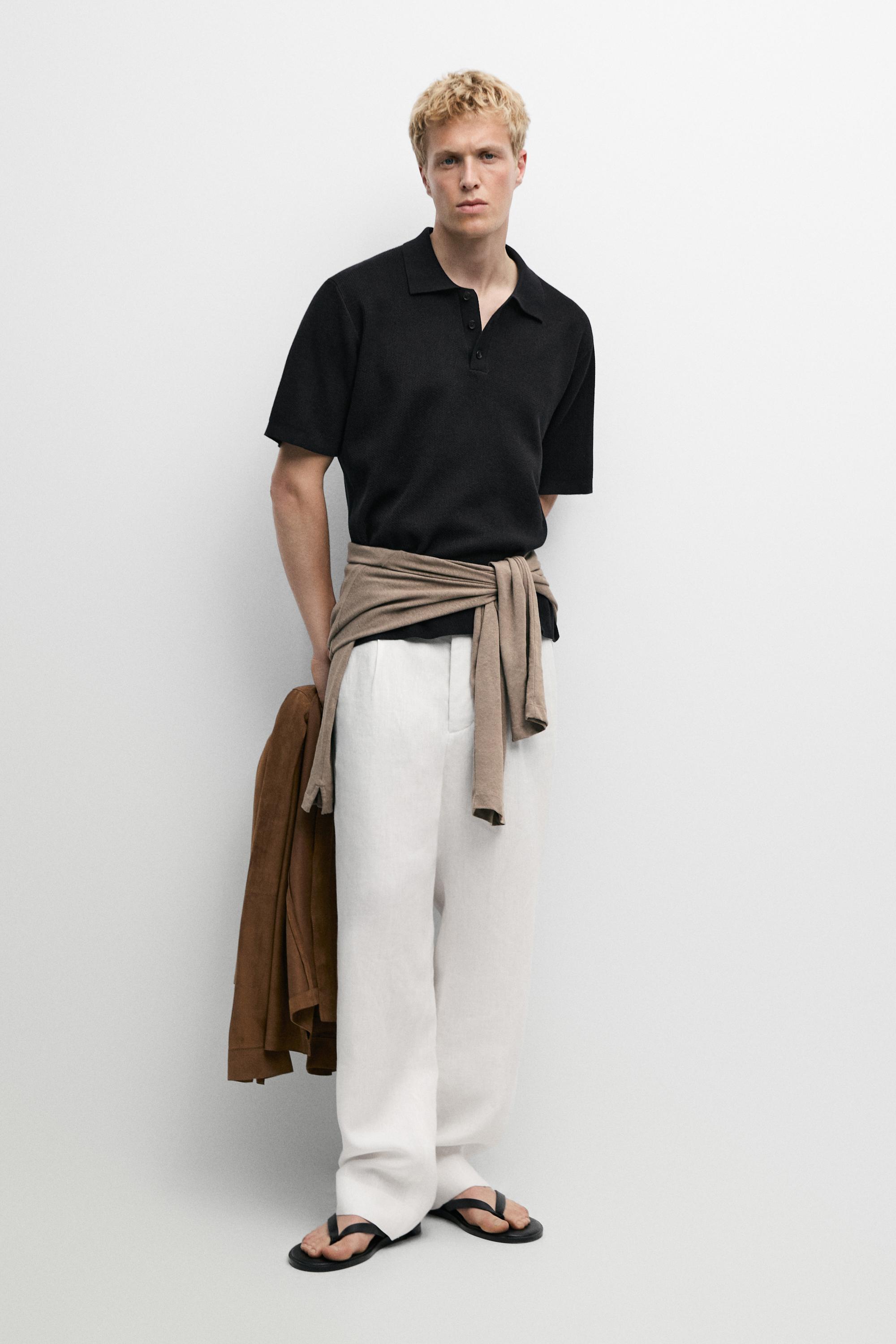 100% cotton textured contrast polo shirt