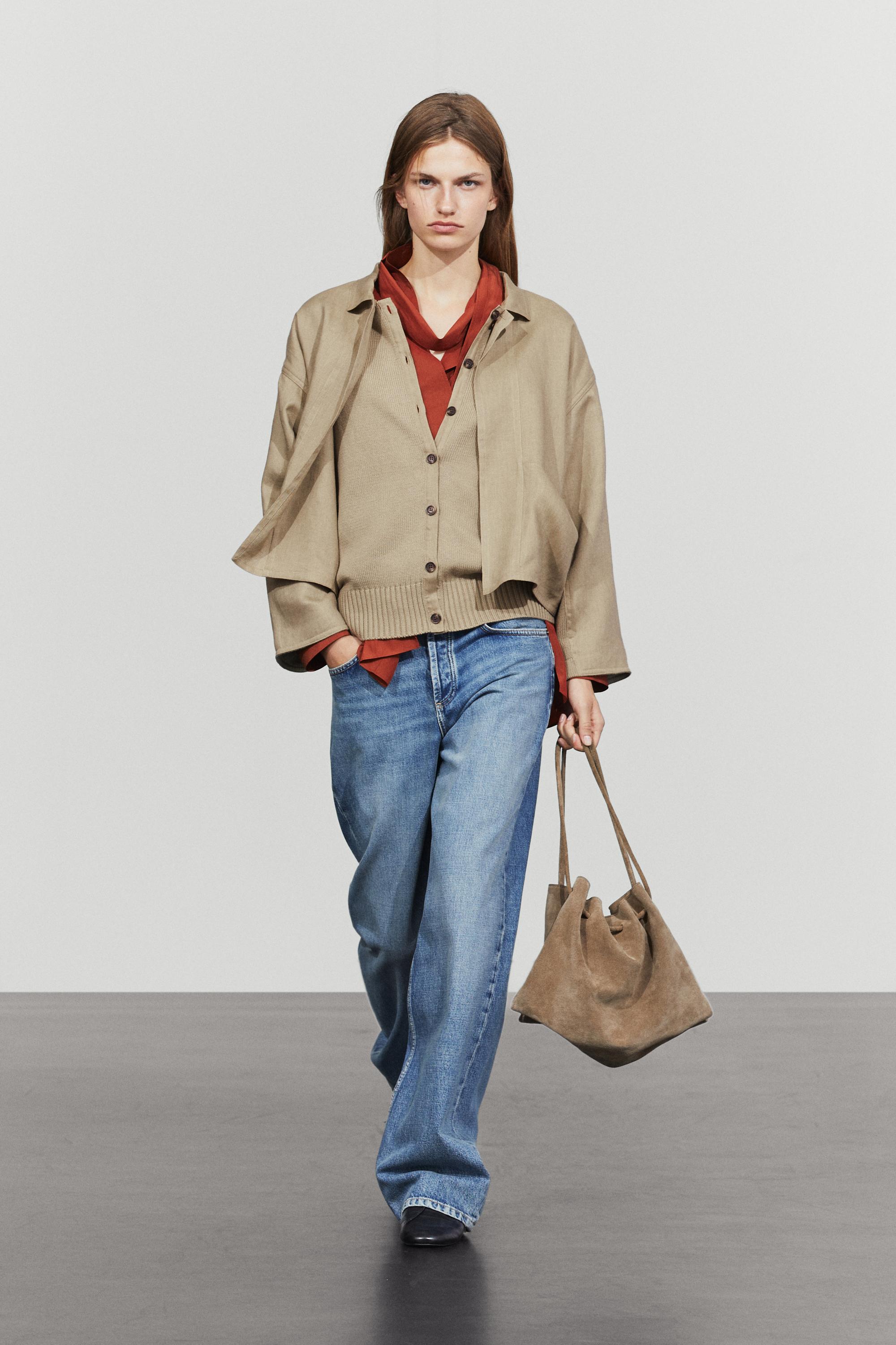 Cotton linen blend cardigan with pockets