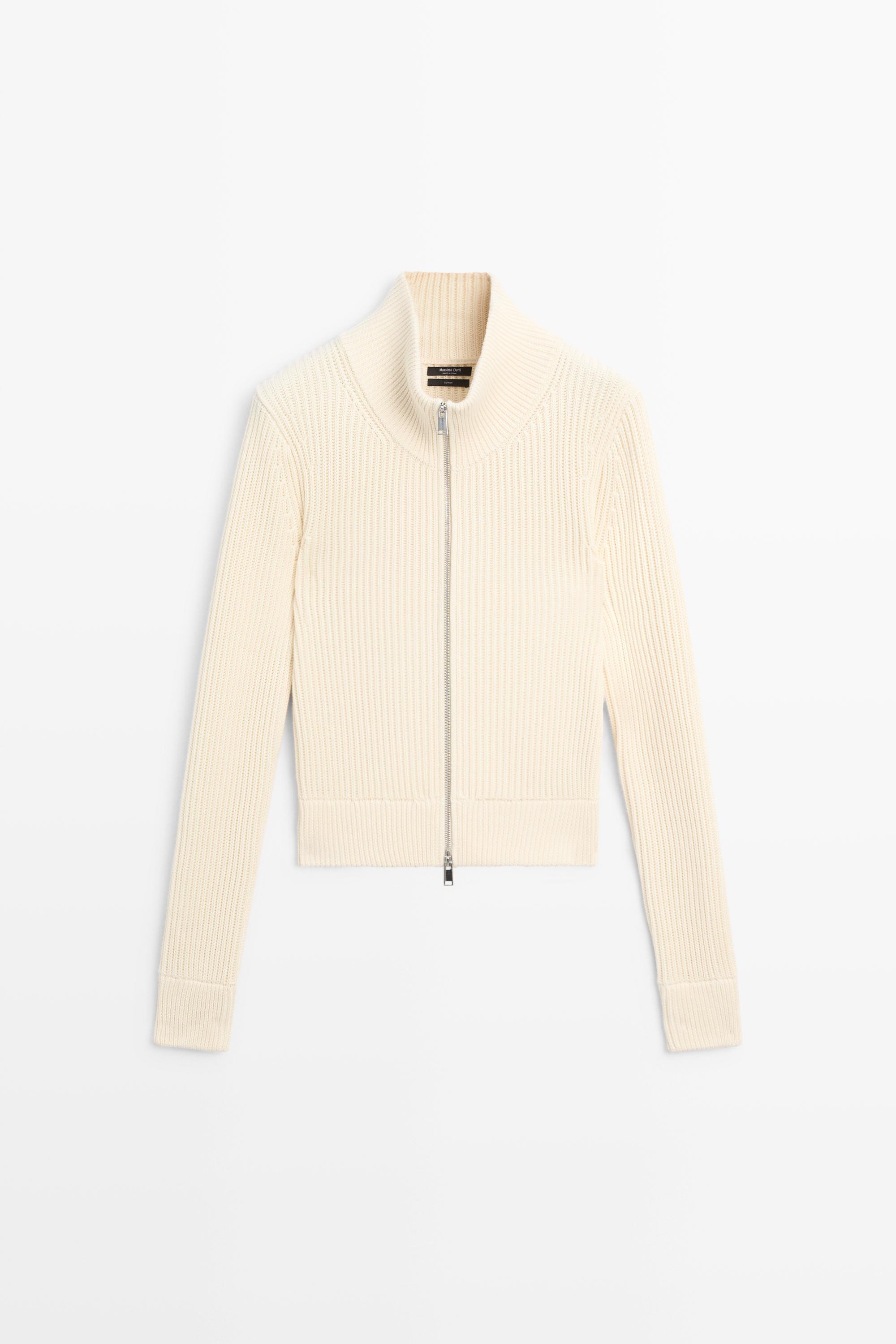 100% cotton purl knit cardigan