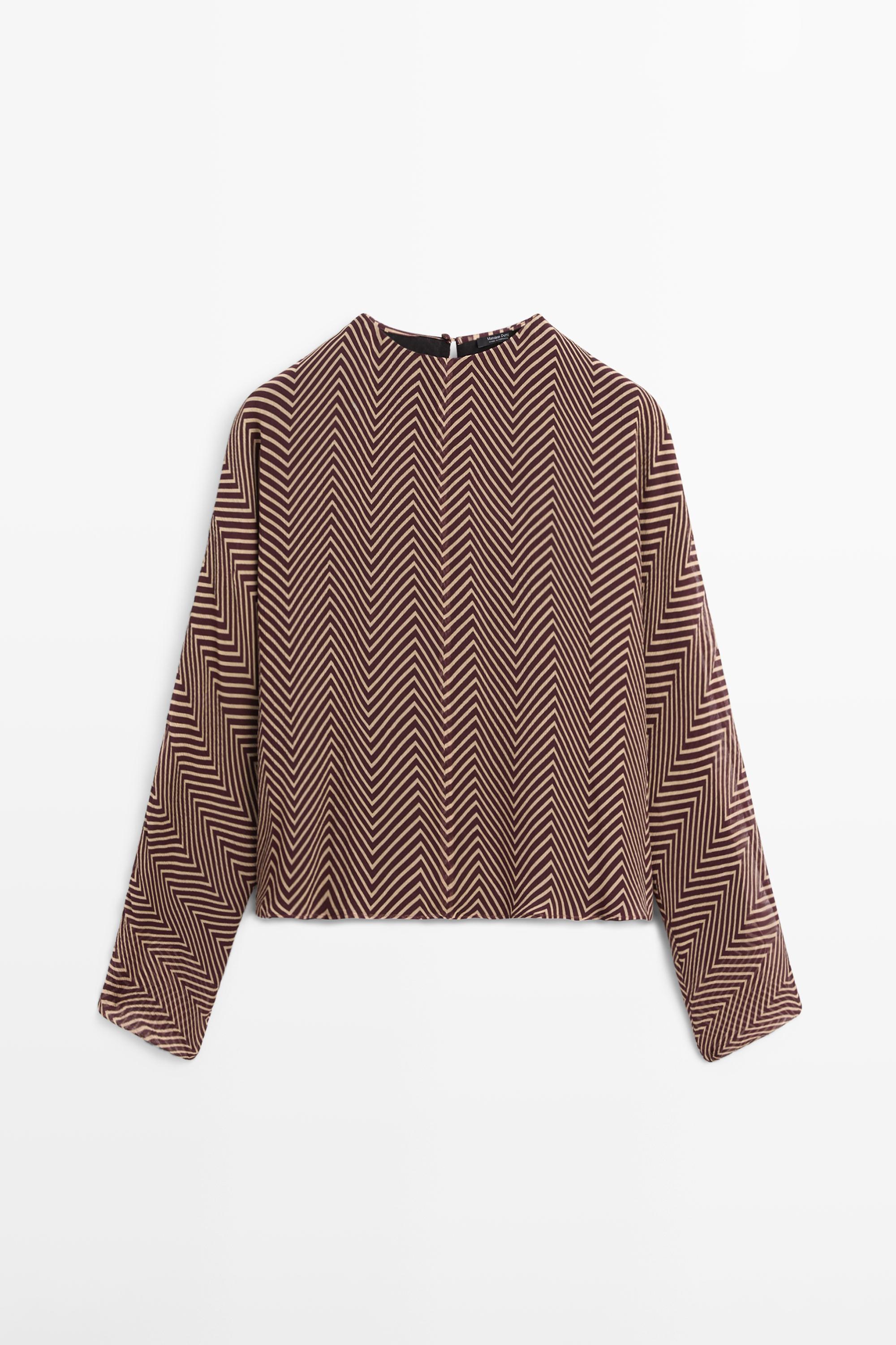 Flowing geometric print blouse