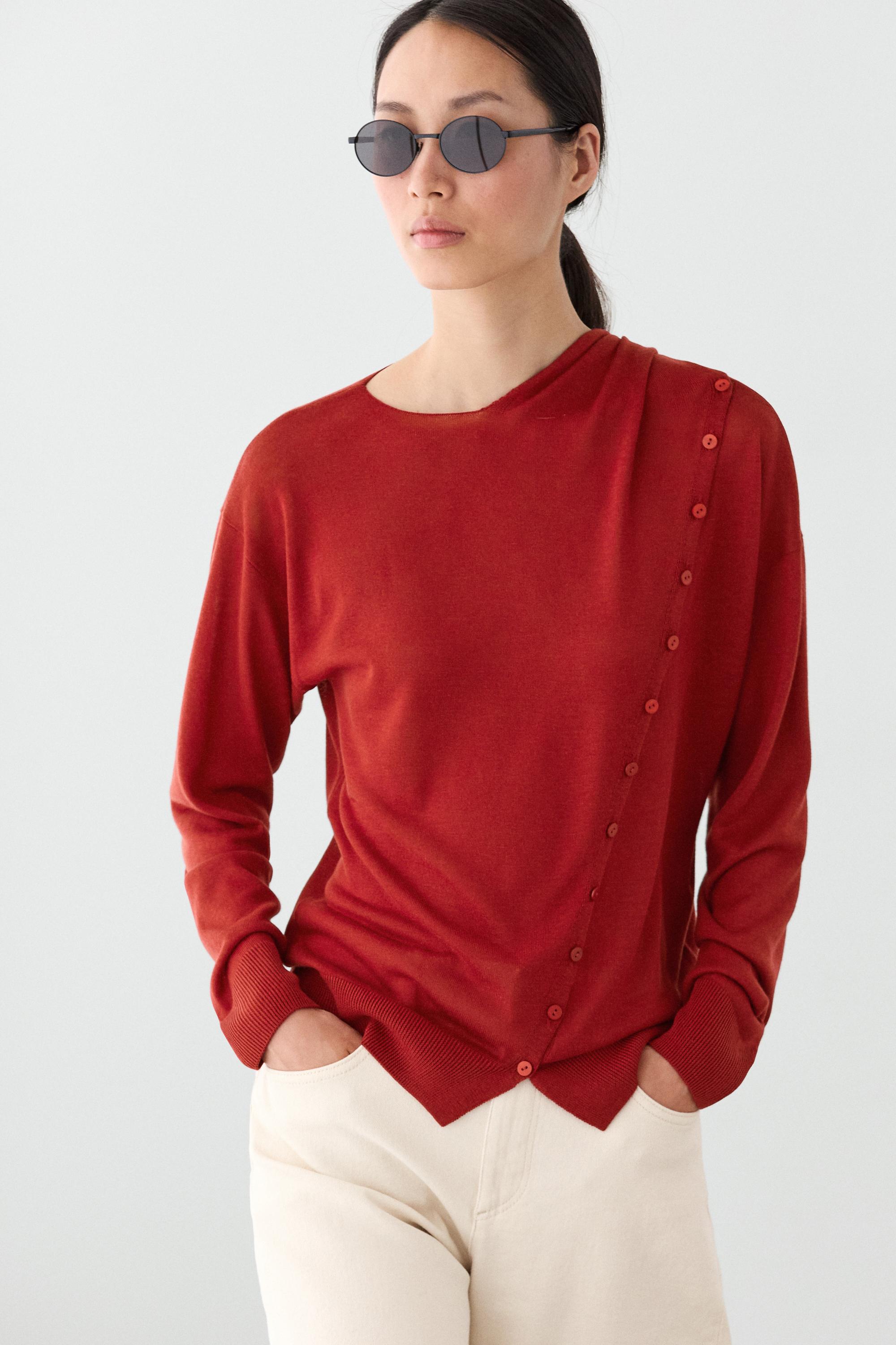 Cardigan with buttoned scarf detail