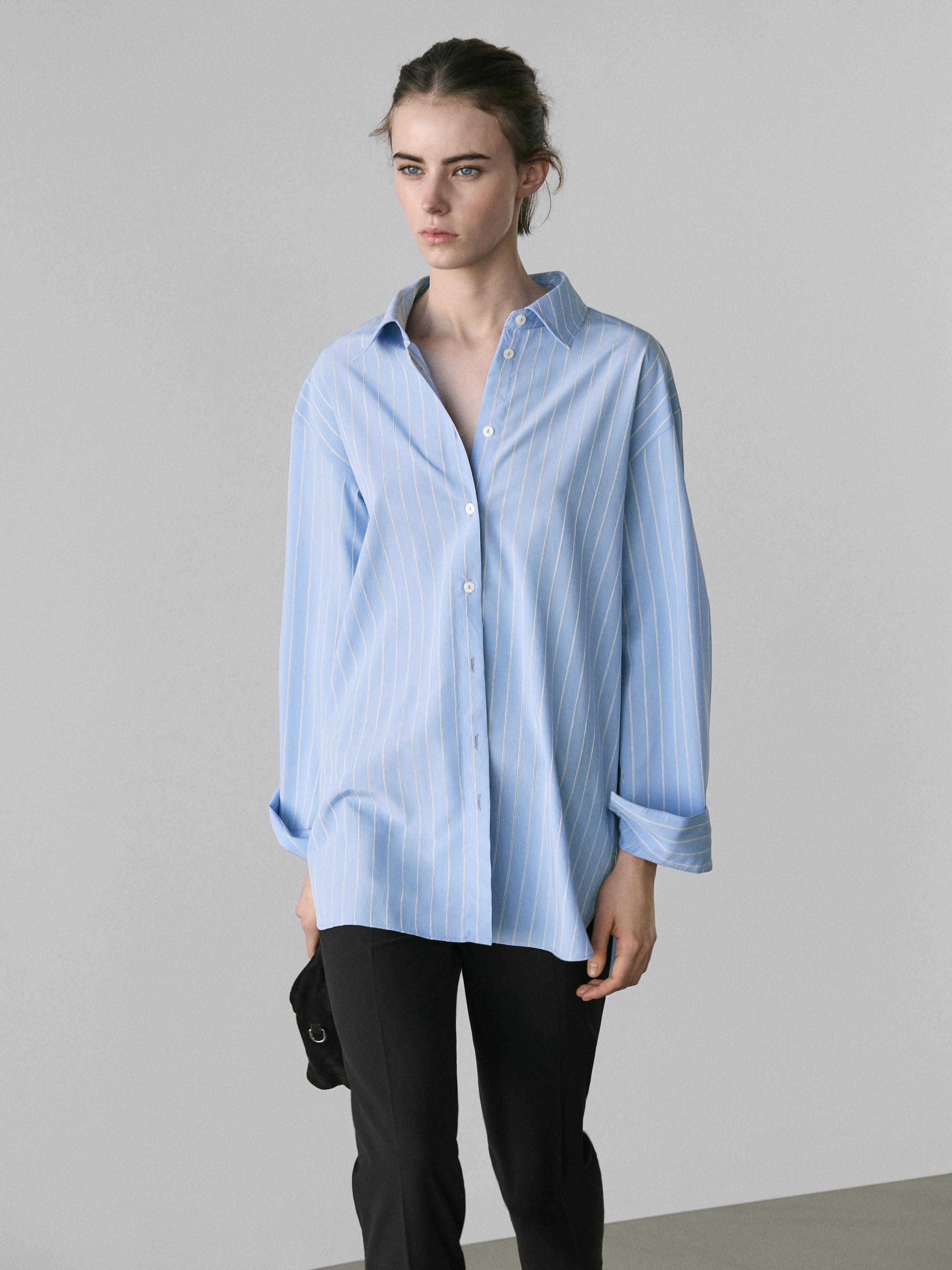 Striped loose-fitting shirt